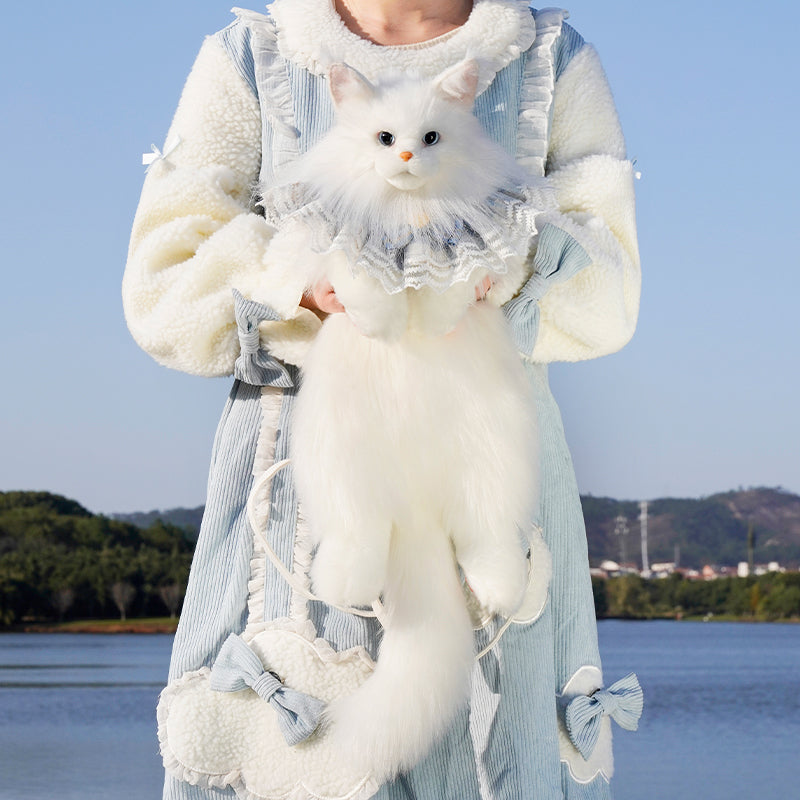 Solid White Maine Coon Backpack