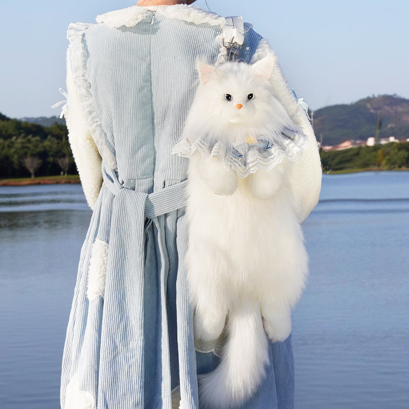 Solid White Maine Coon Backpack