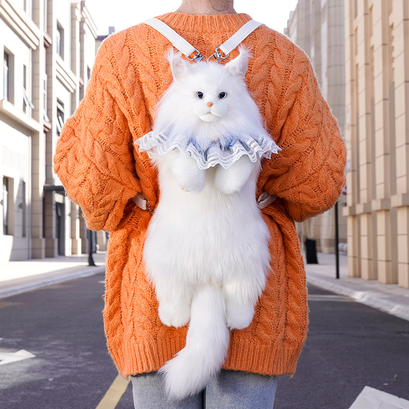 Solid White Maine Coon Backpack