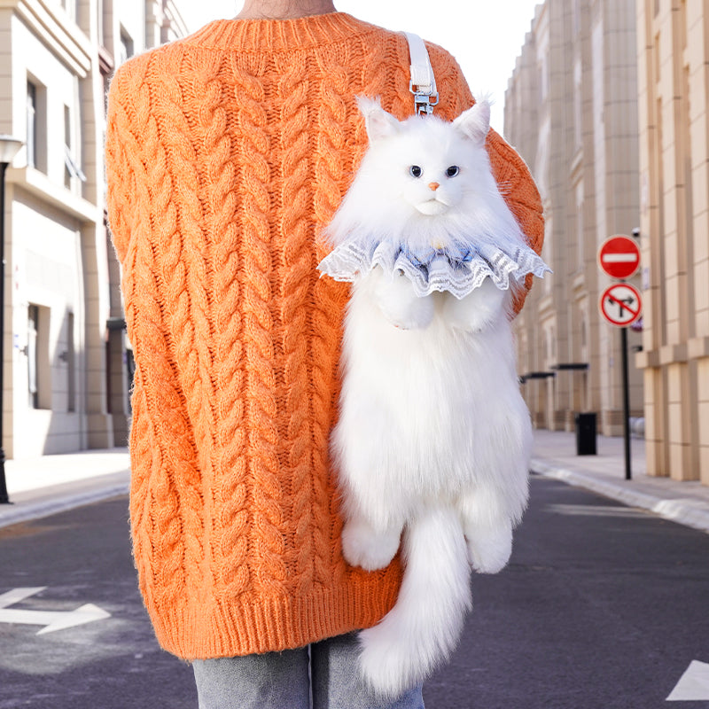 Solid White Maine Coon Backpack