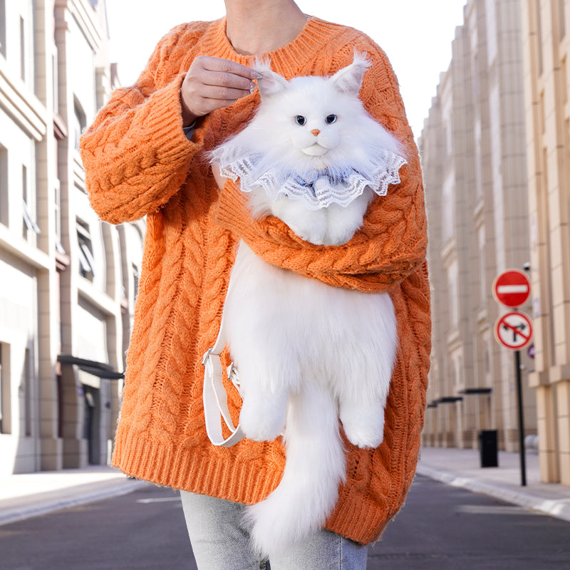 Solid White Maine Coon Backpack