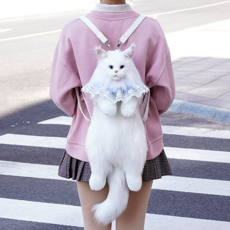 Solid White Maine Coon Backpack