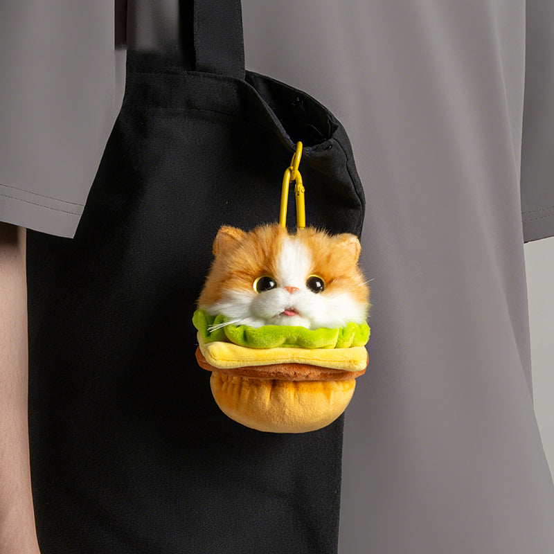 Burger Plush Cat Keychain