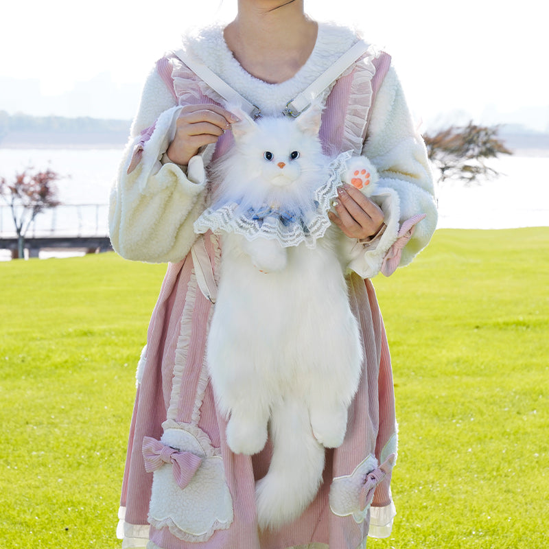 Solid White Maine Coon Backpack