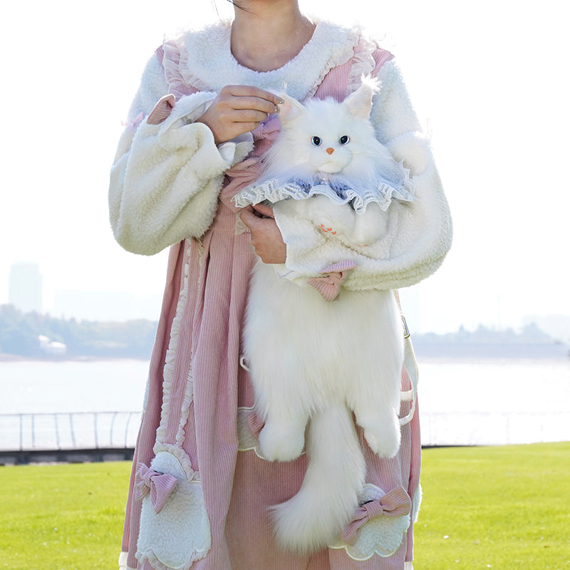 Solid White Maine Coon Backpack