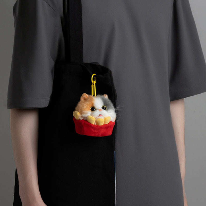 French Fries Plush Cat Keychain