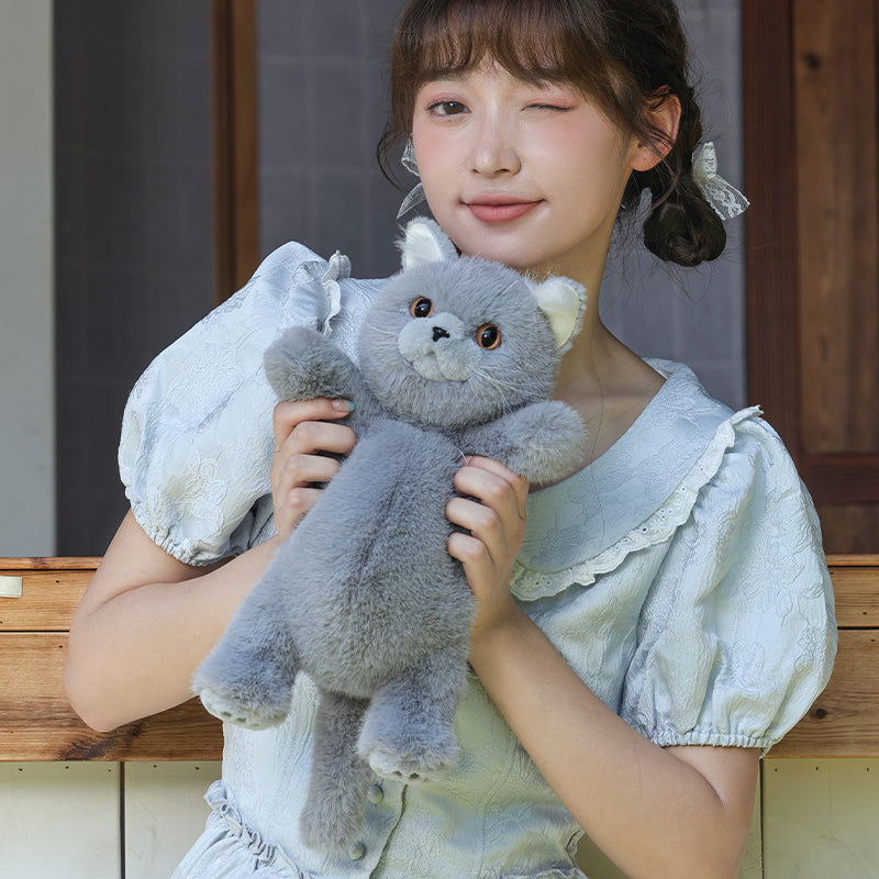 Realistic Sitting Blue Cat Crossbody Bag