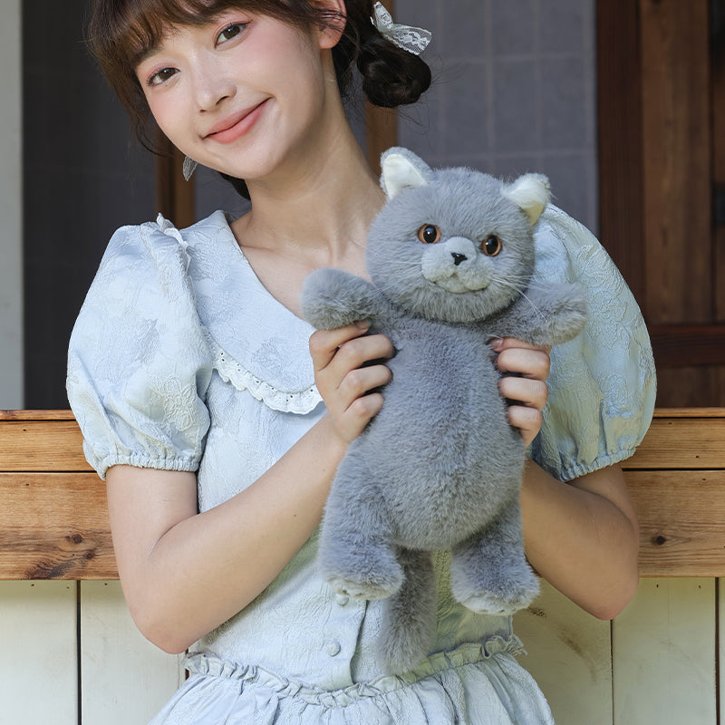 Realistic Sitting Blue Cat Crossbody Bag