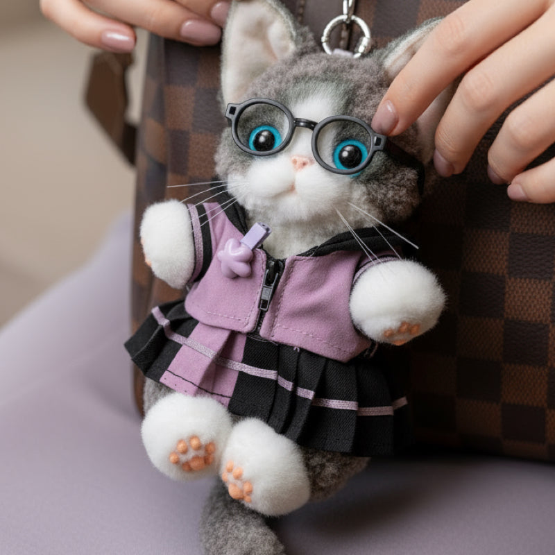 Devon Rex Cat Keychain