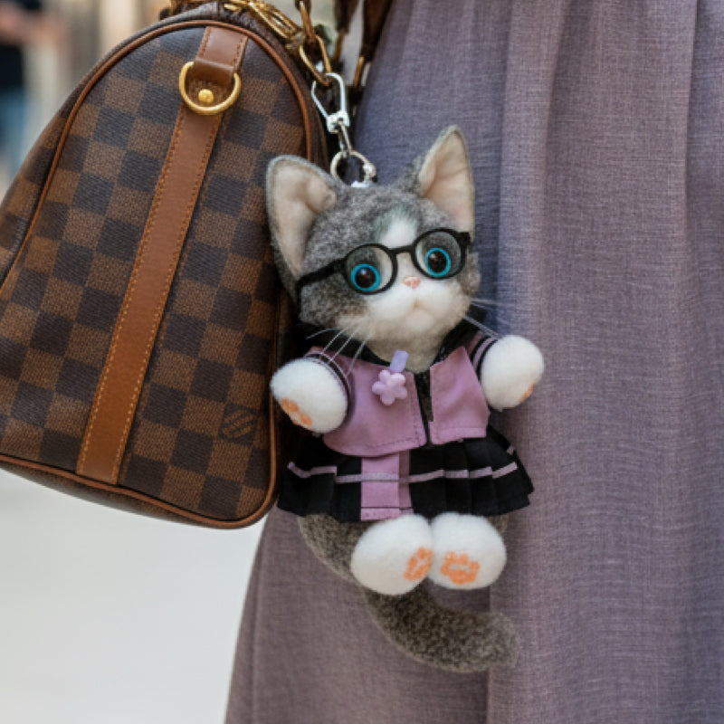 Devon Rex Cat Keychain