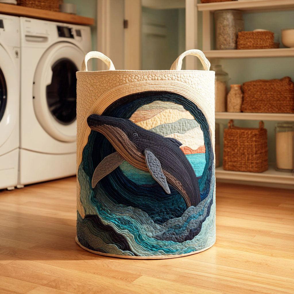 Blue Whale Song Quilted Laundry Basket NCU0NTD378