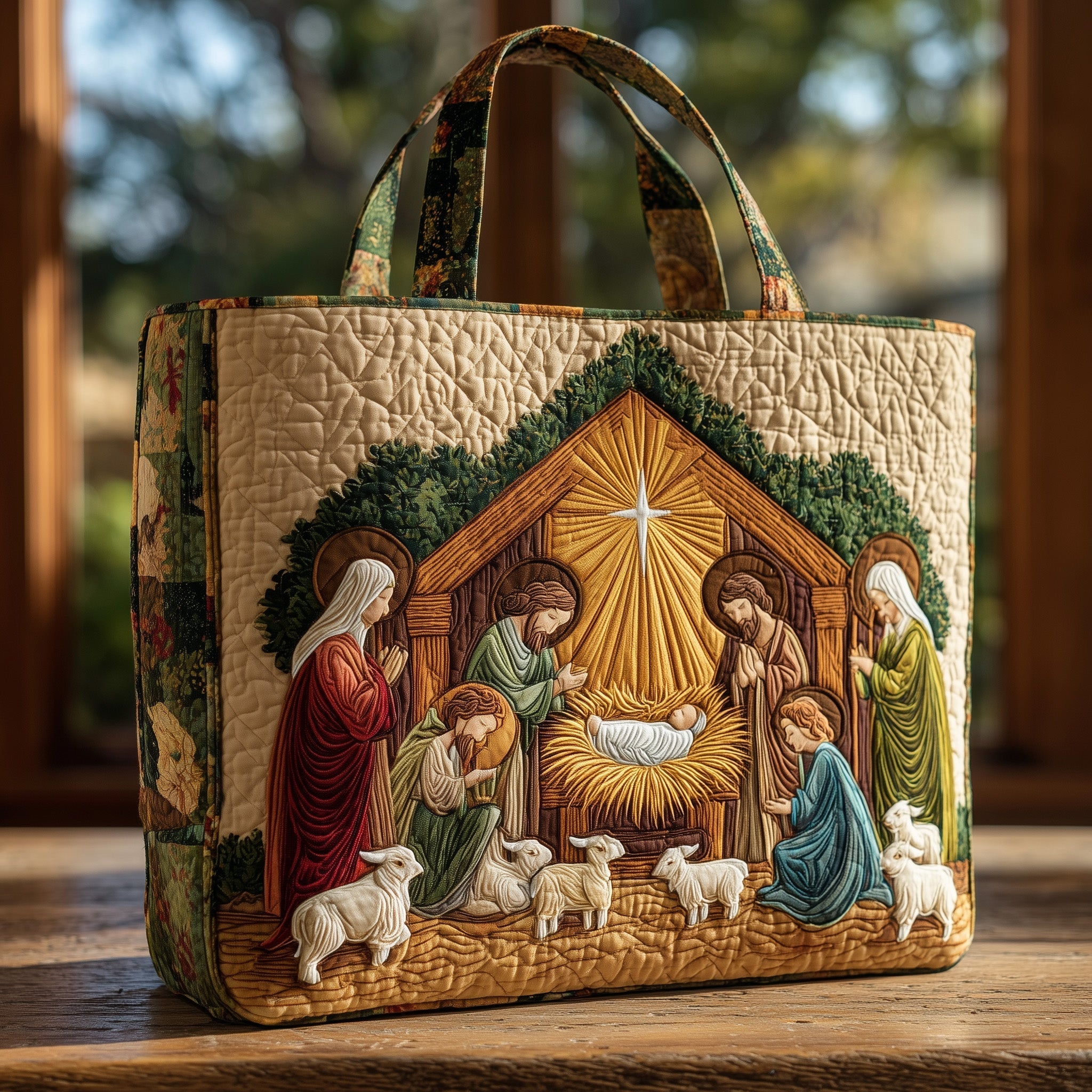Peaceful Nativity Quilted Tote Bag GFTOHD10199