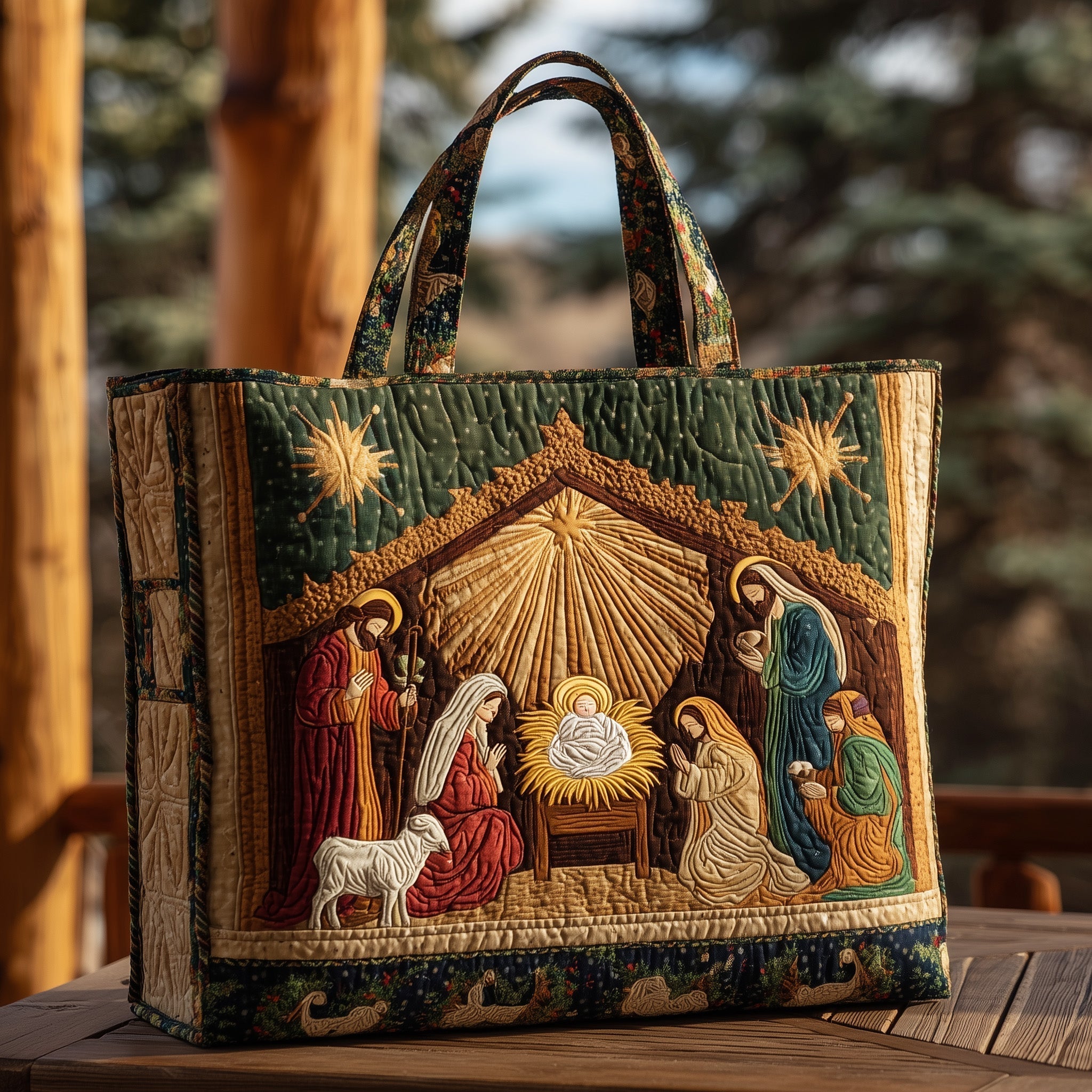 Peaceful Nativity Quilted Tote Bag GFTOHD10200