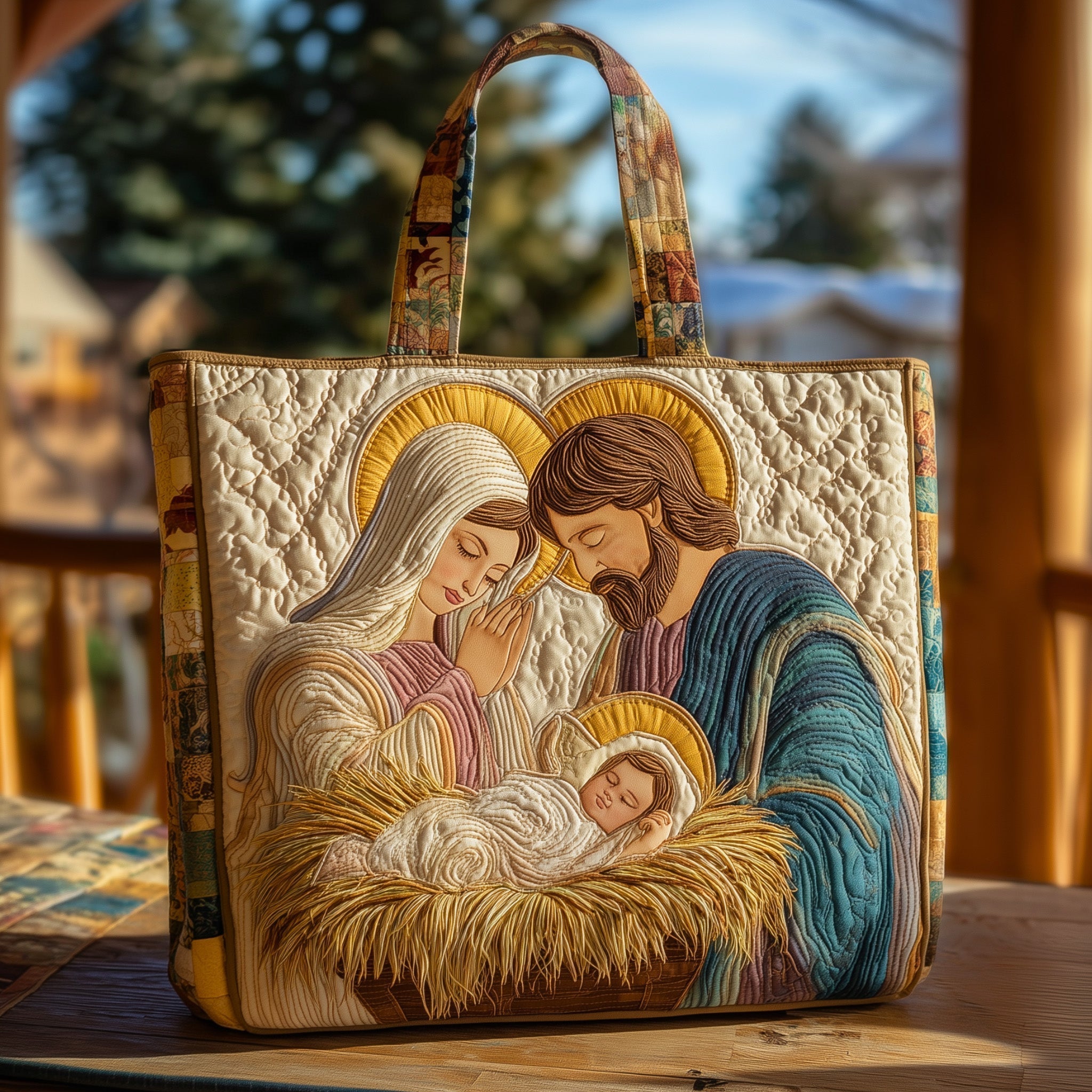 Joyful Nativity Quilted Tote Bag GFTOHD10207