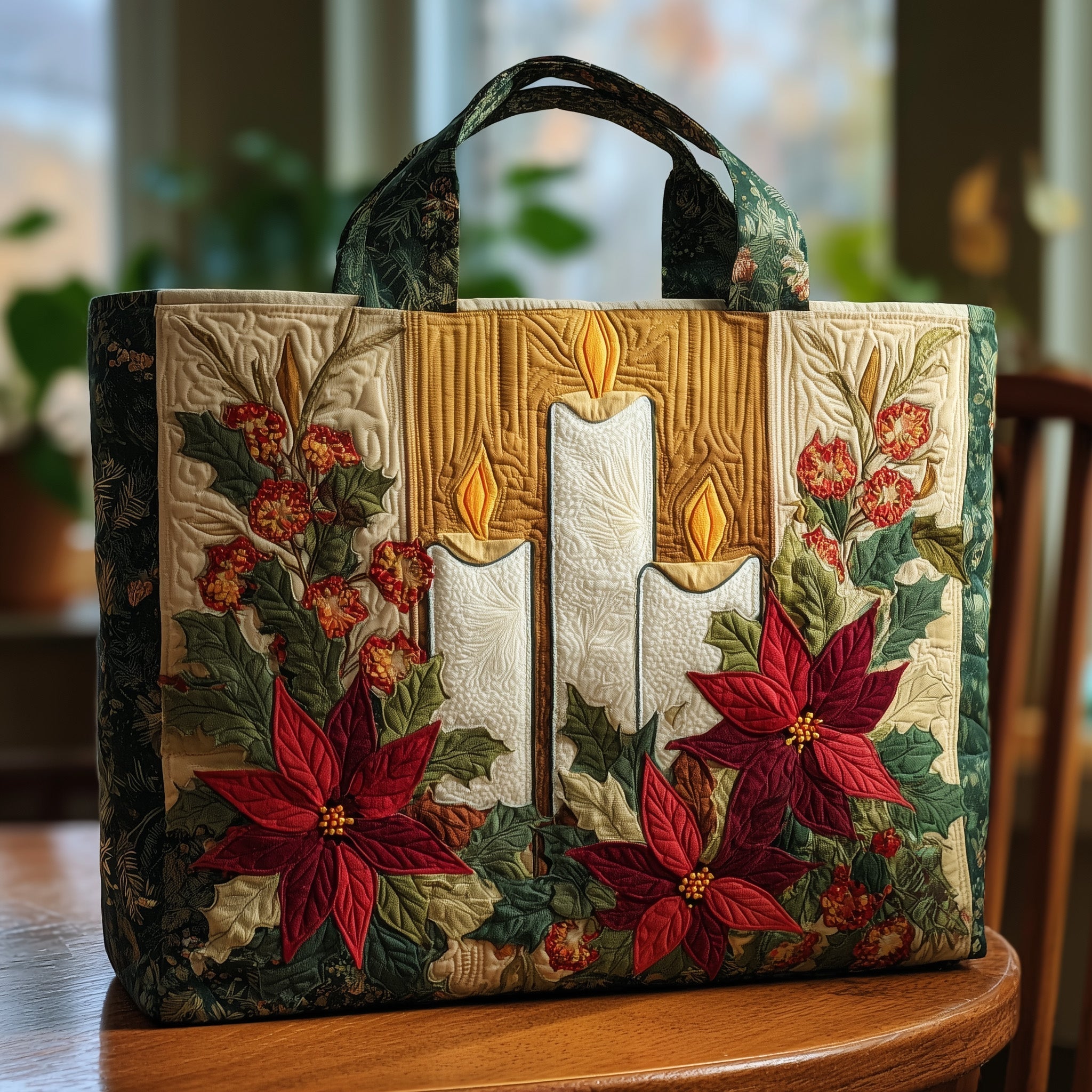 Poinsettia Warmth Quilted Tote Bag GFTOHD10216