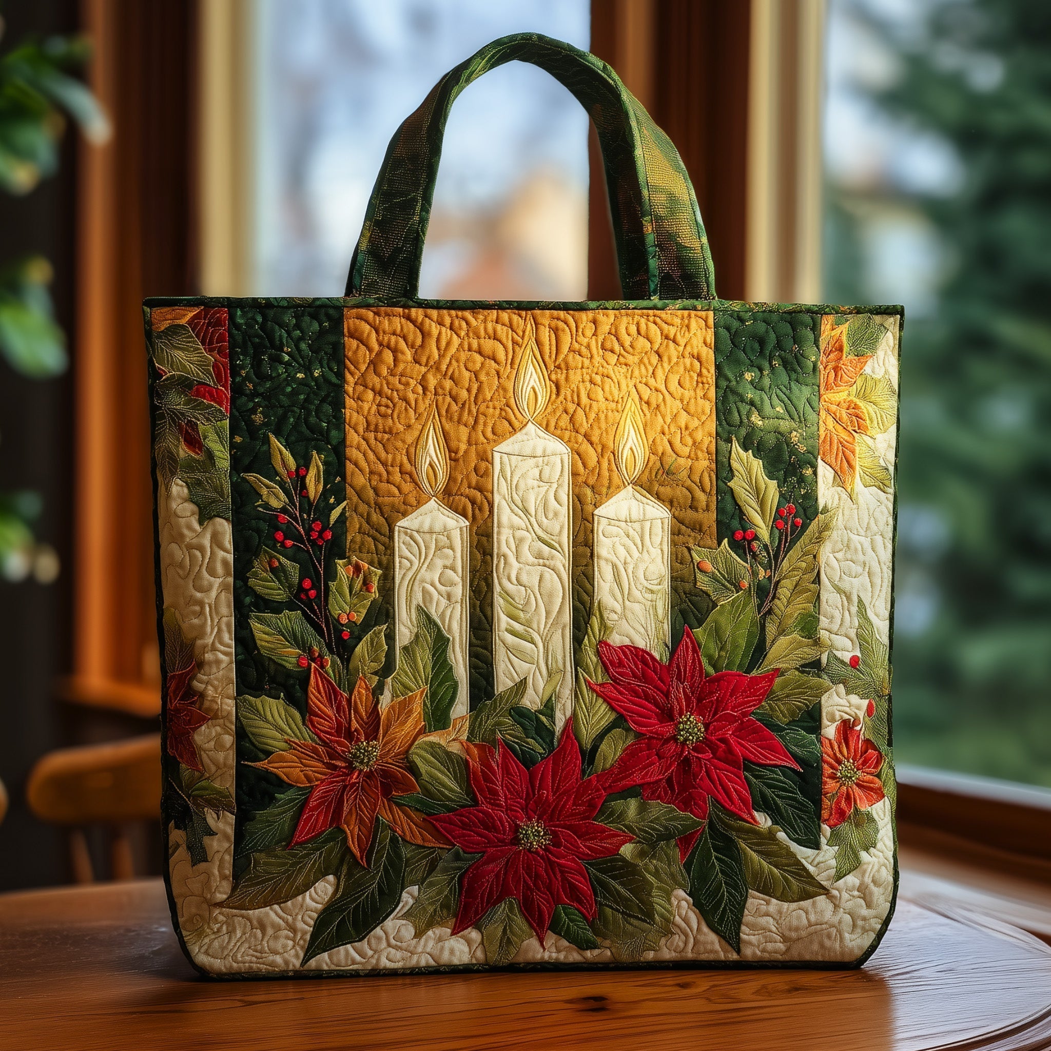 Poinsettia Warmth Quilted Tote Bag GFTOHD10217