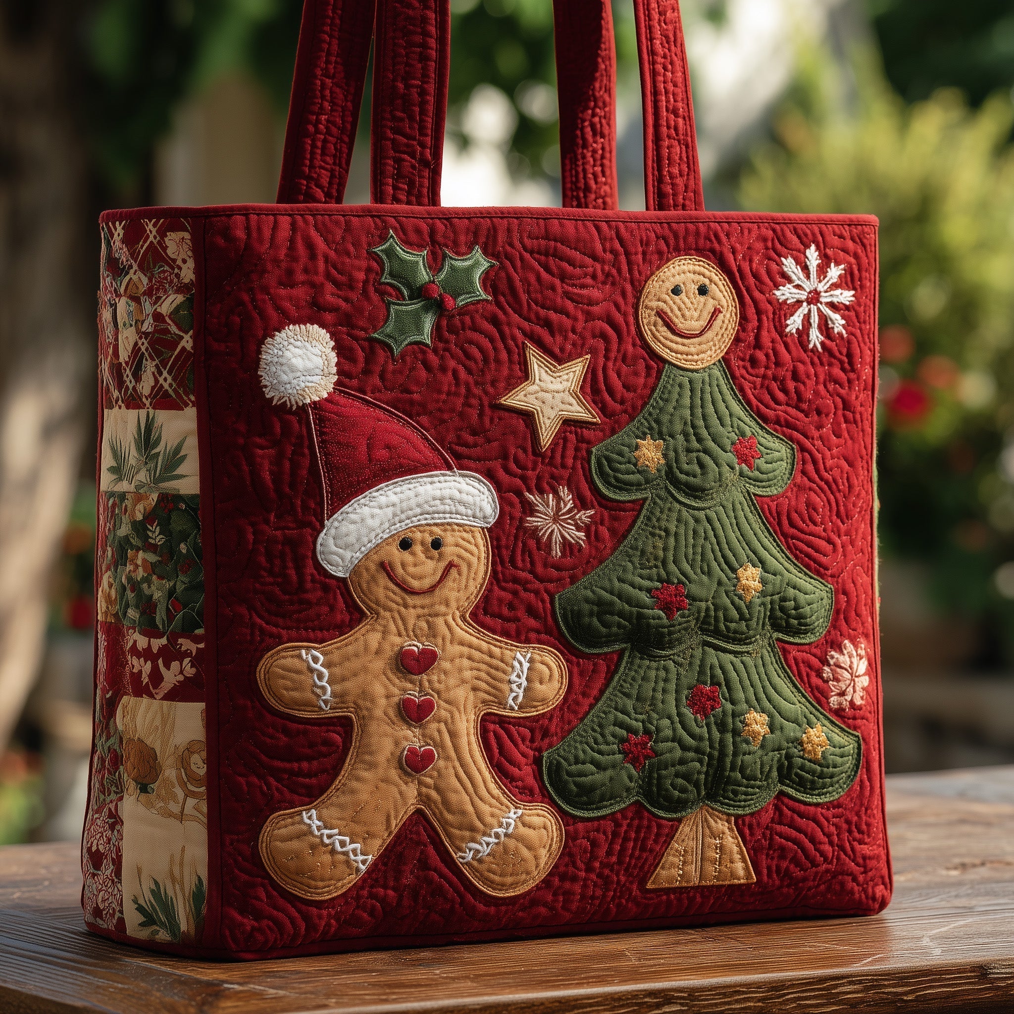 Festive Gingerbread Quilted Tote Bag GFTOHD10262
