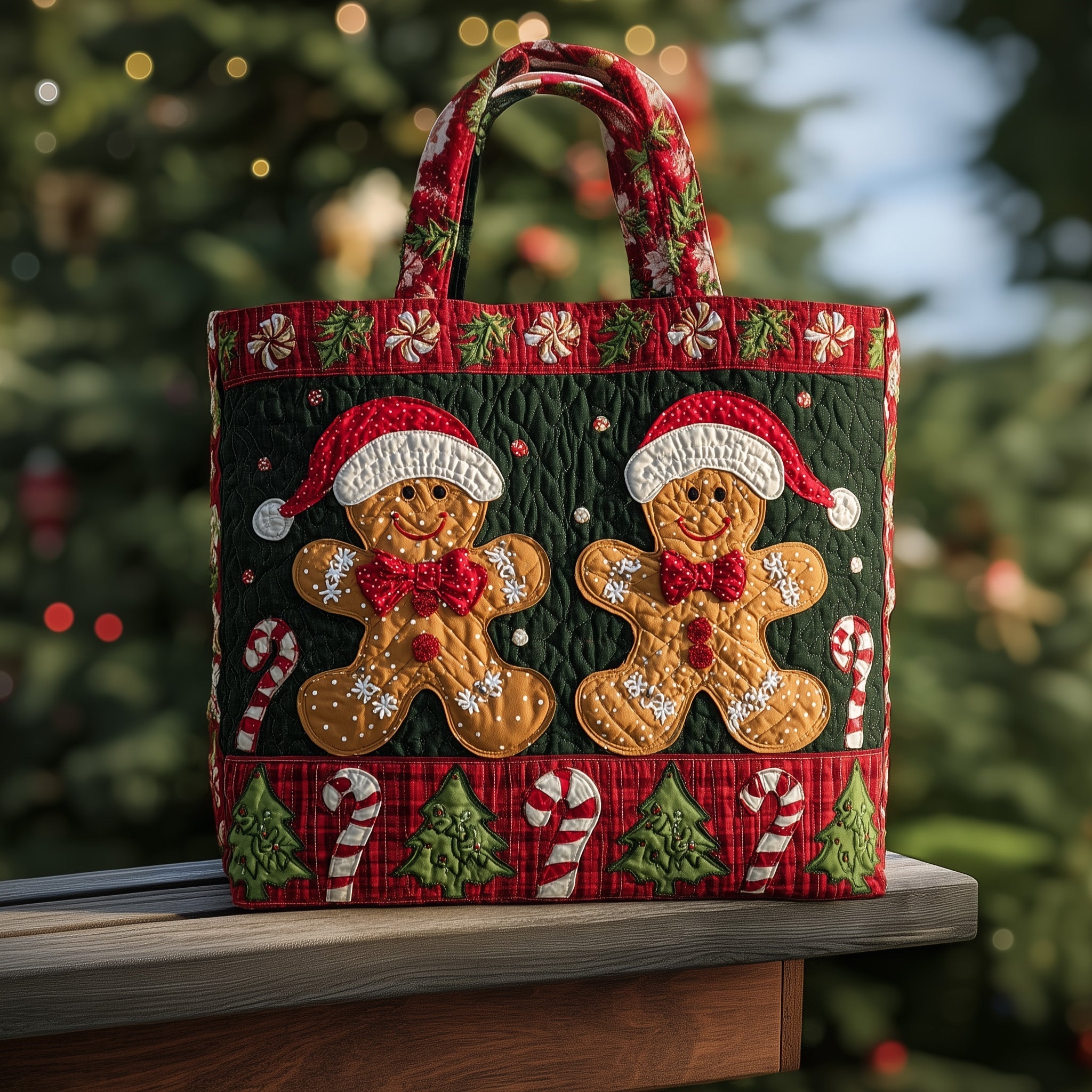 Festive Gingerbread Quilted Tote Bag GFTOHD10263