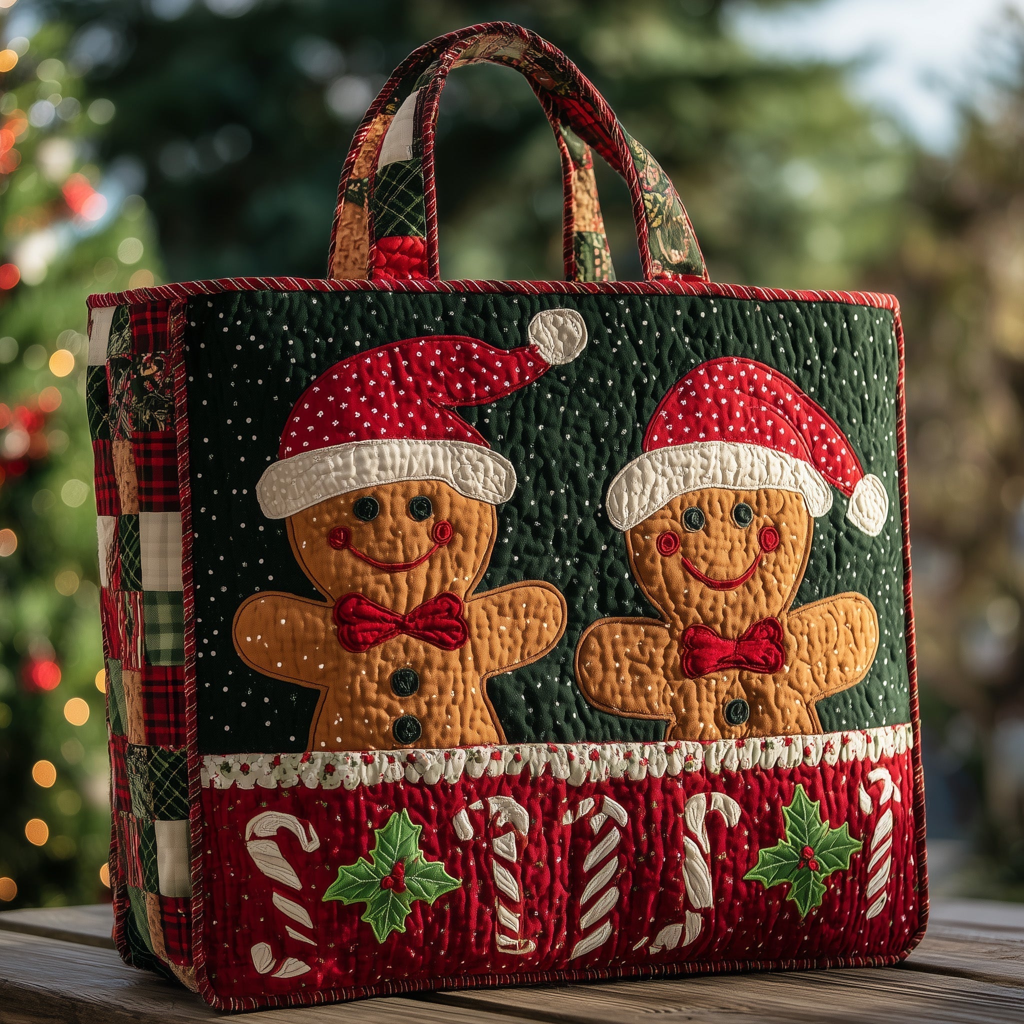 Festive Gingerbread Quilted Tote Bag GFTOHD10264