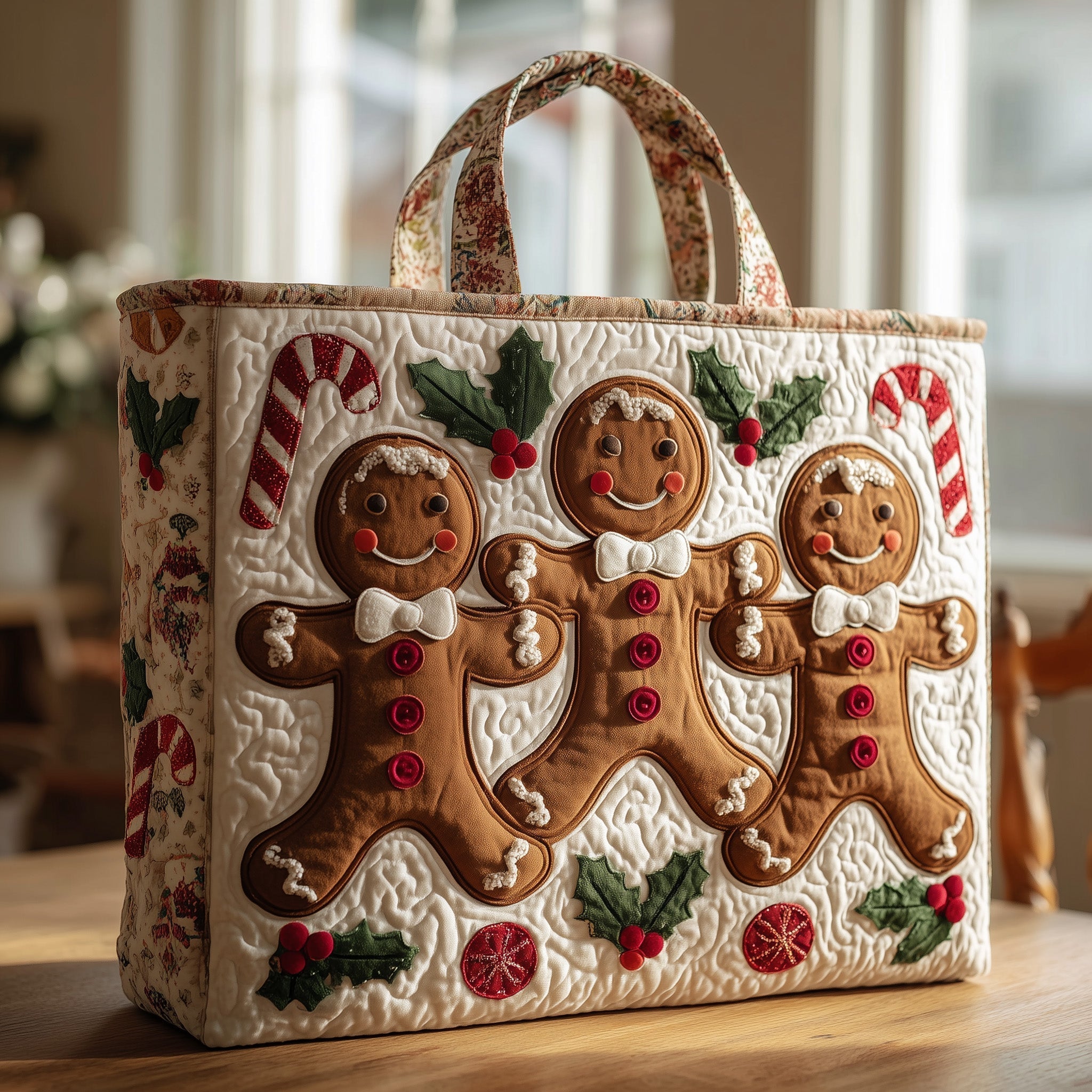 Festive Gingerbread Quilted Tote Bag GFTOHD10265