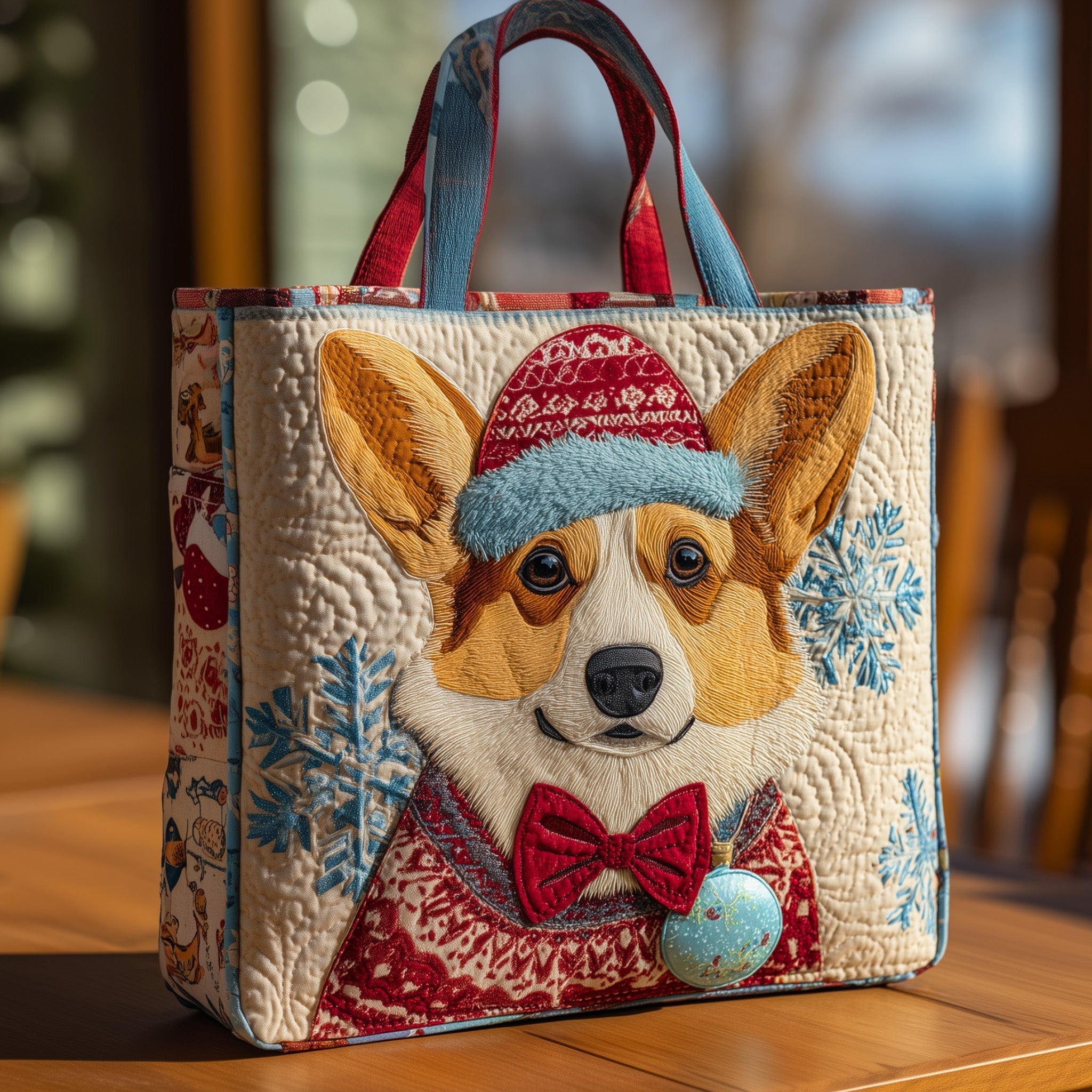 Festive Corgi Quilted Tote Bag GFTOHD10333
