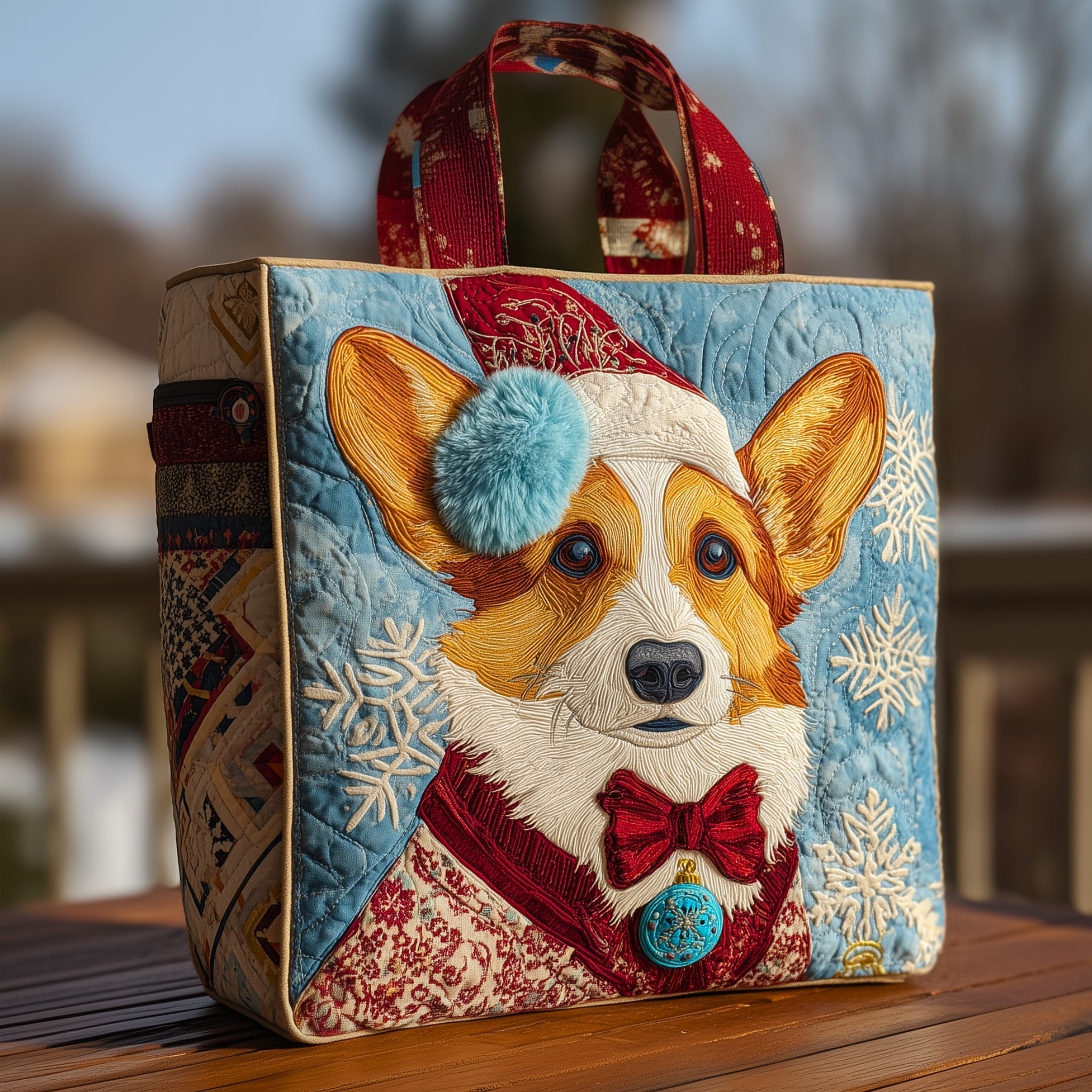 Festive Corgi Quilted Tote Bag GFTOHD10334