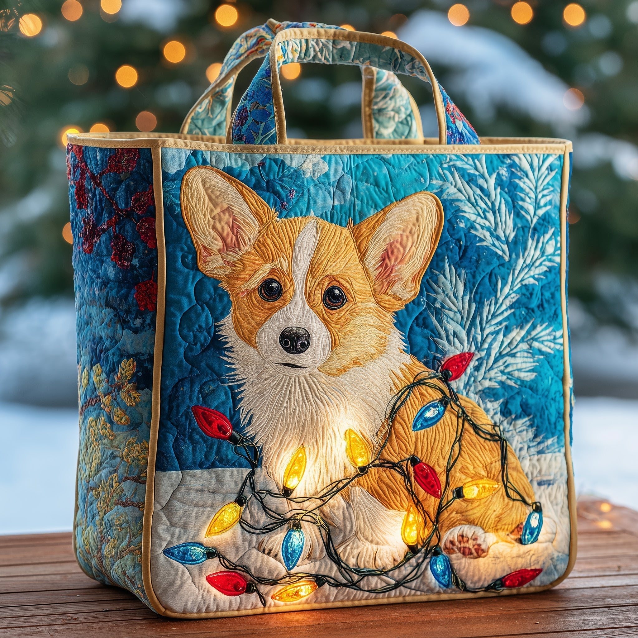 Festive Corgi Quilted Tote Bag GFTOHD10335