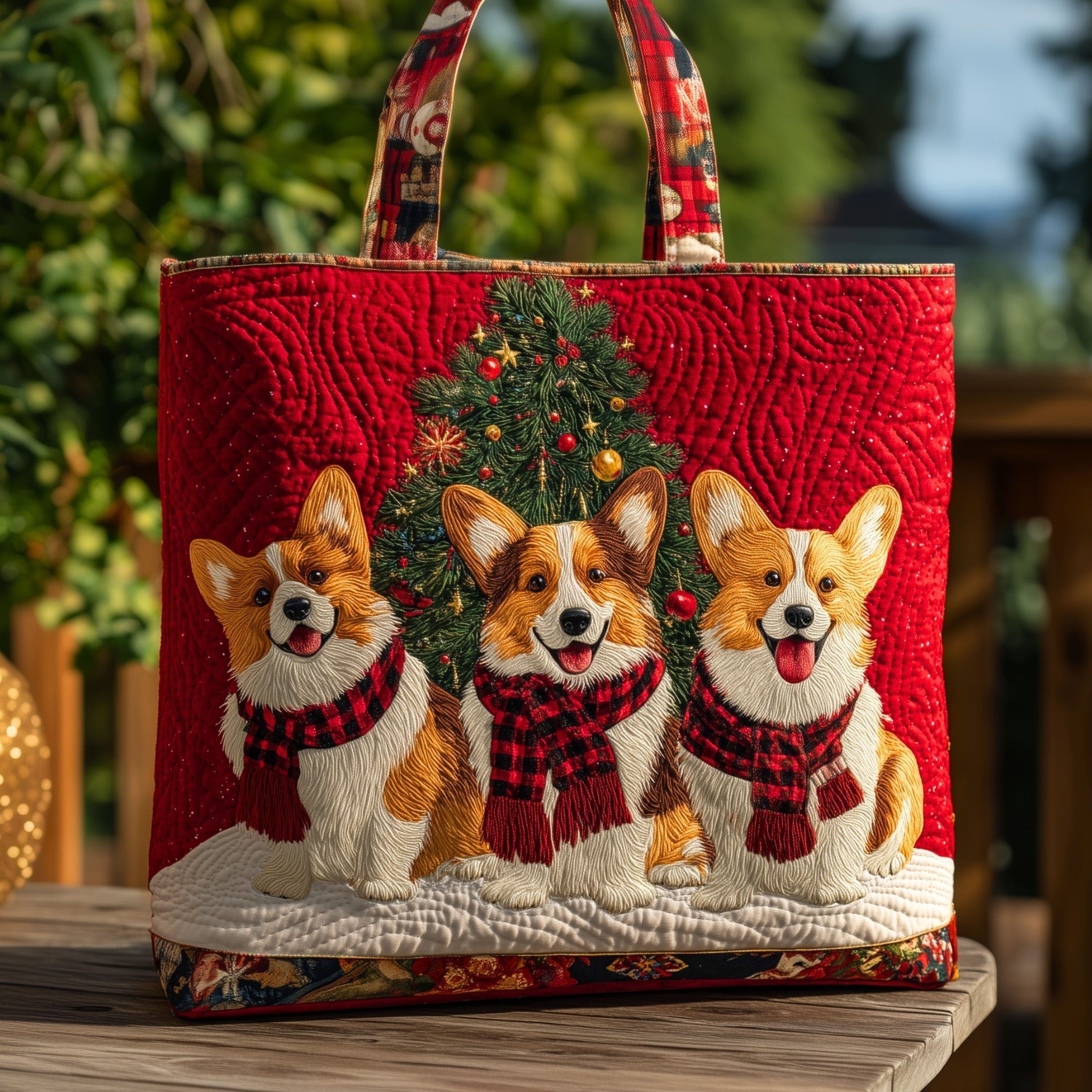 Festive Corgi Quilted Tote Bag GFTOHD10339