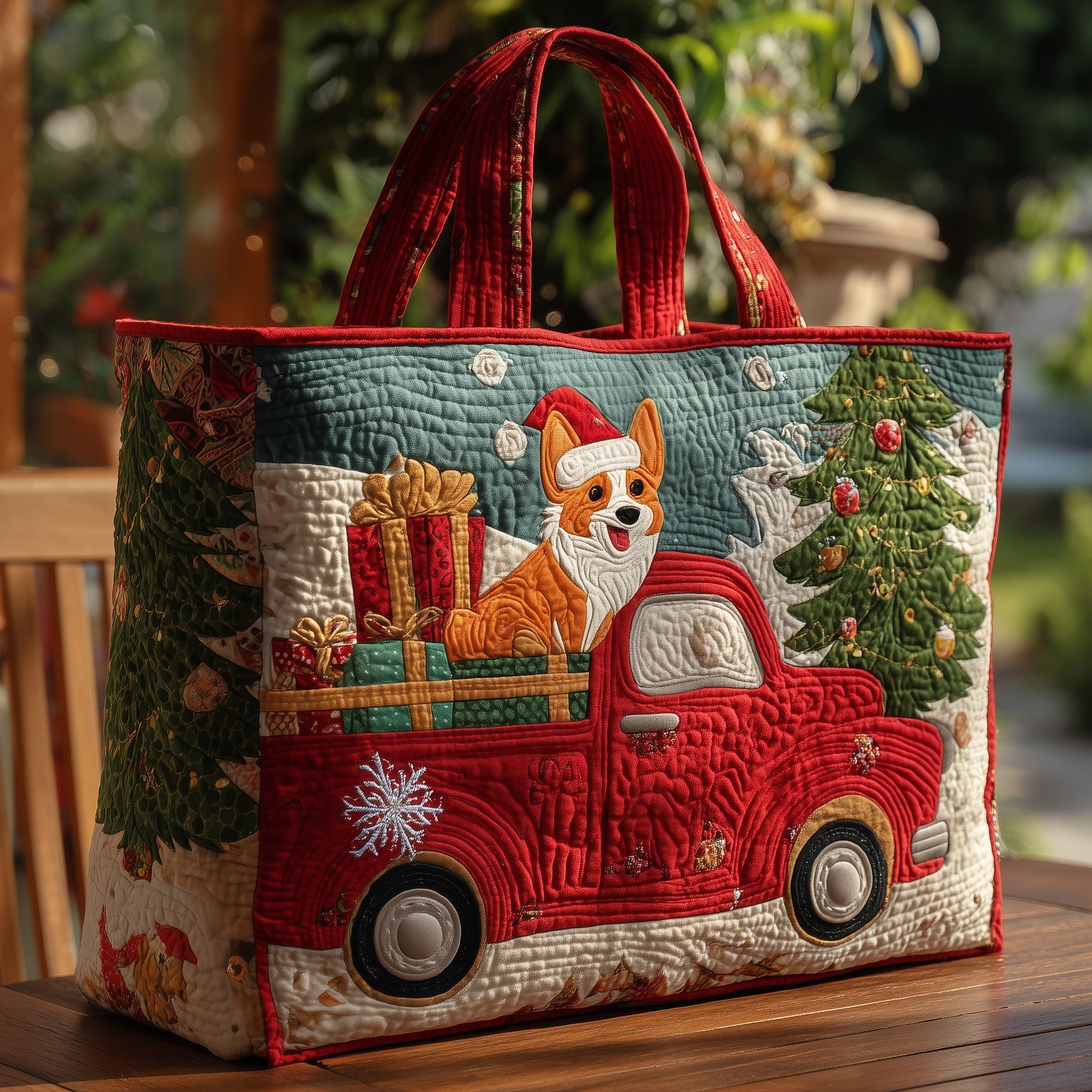 Festive Corgi Quilted Tote Bag GFTOHD10340