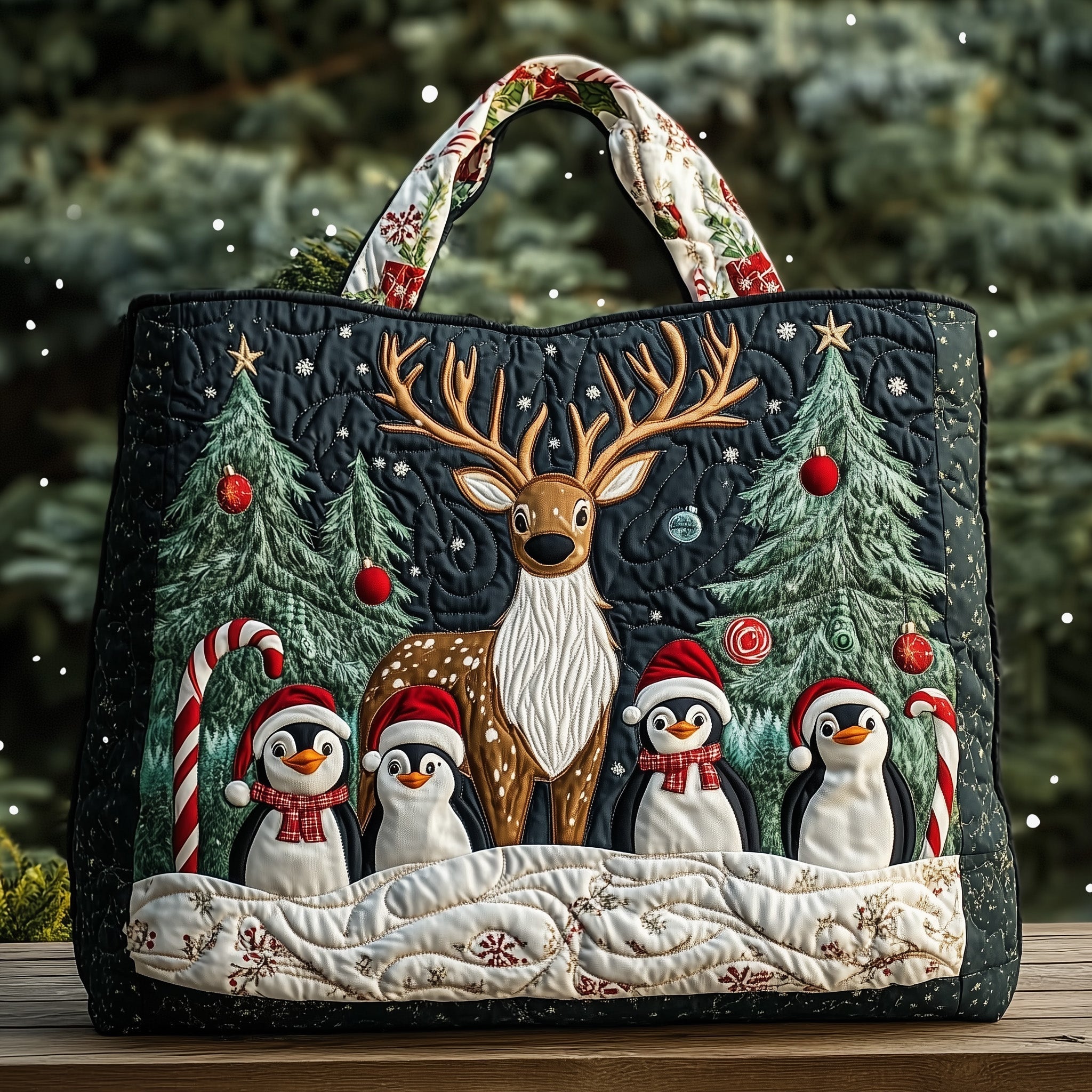 Christmas Penguin Heaven Quilted Tote Bag GFTOHD10347