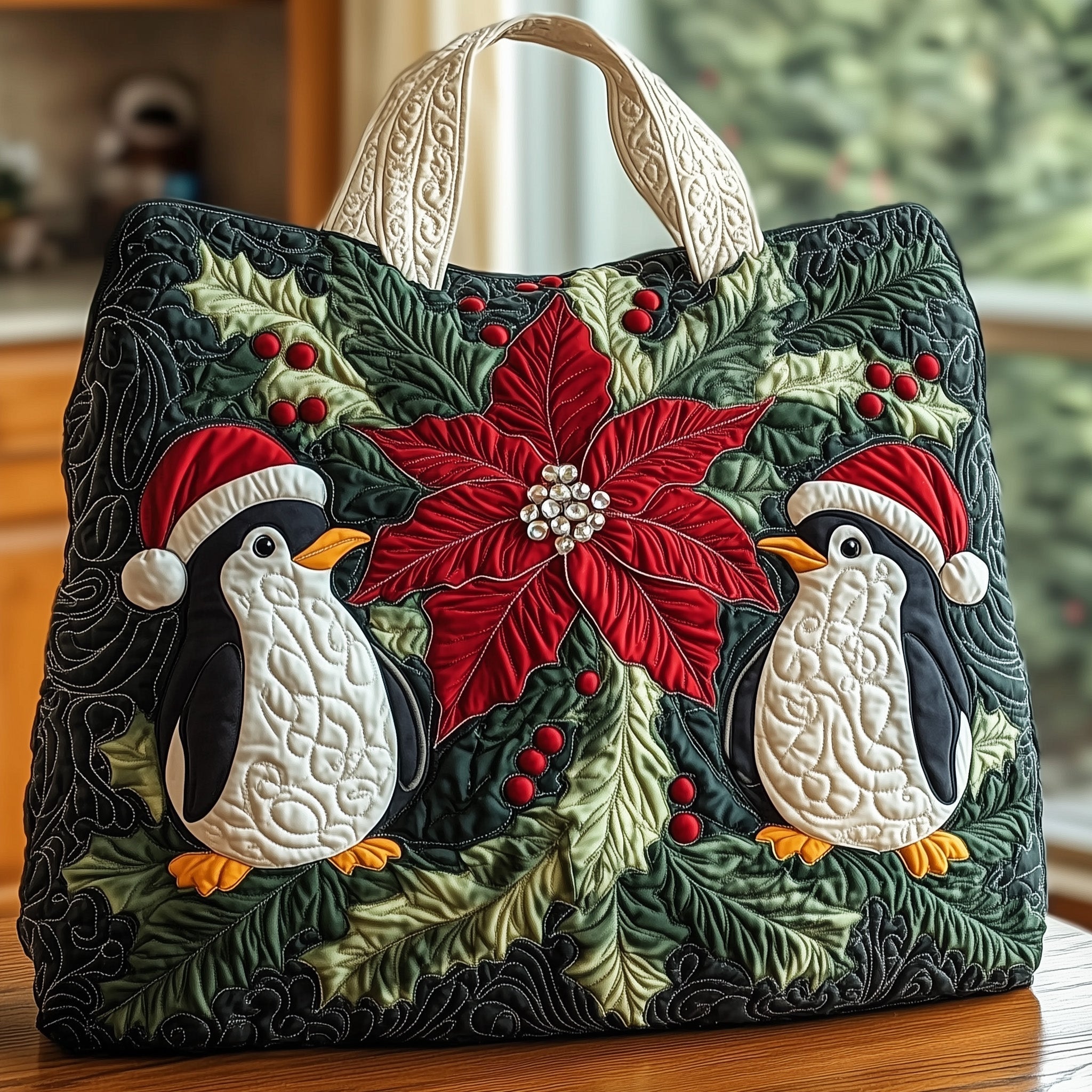 Festive Penguin Dou Quilted Tote Bag GFTOHD10354
