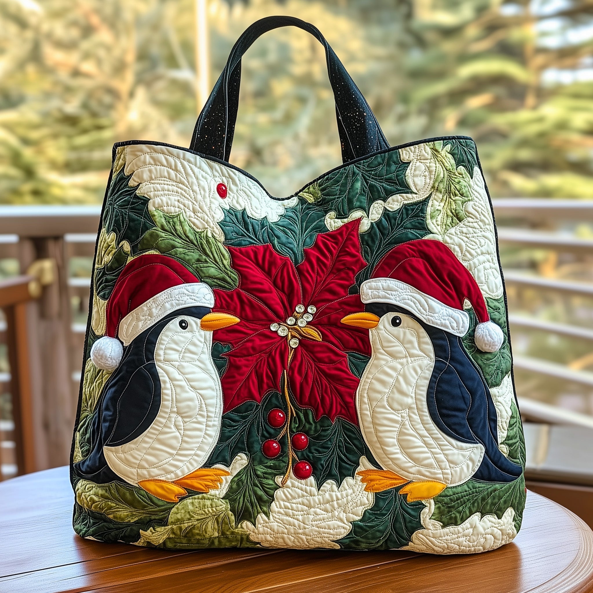 Festive Penguin Dou Quilted Tote Bag GFTOHD10355