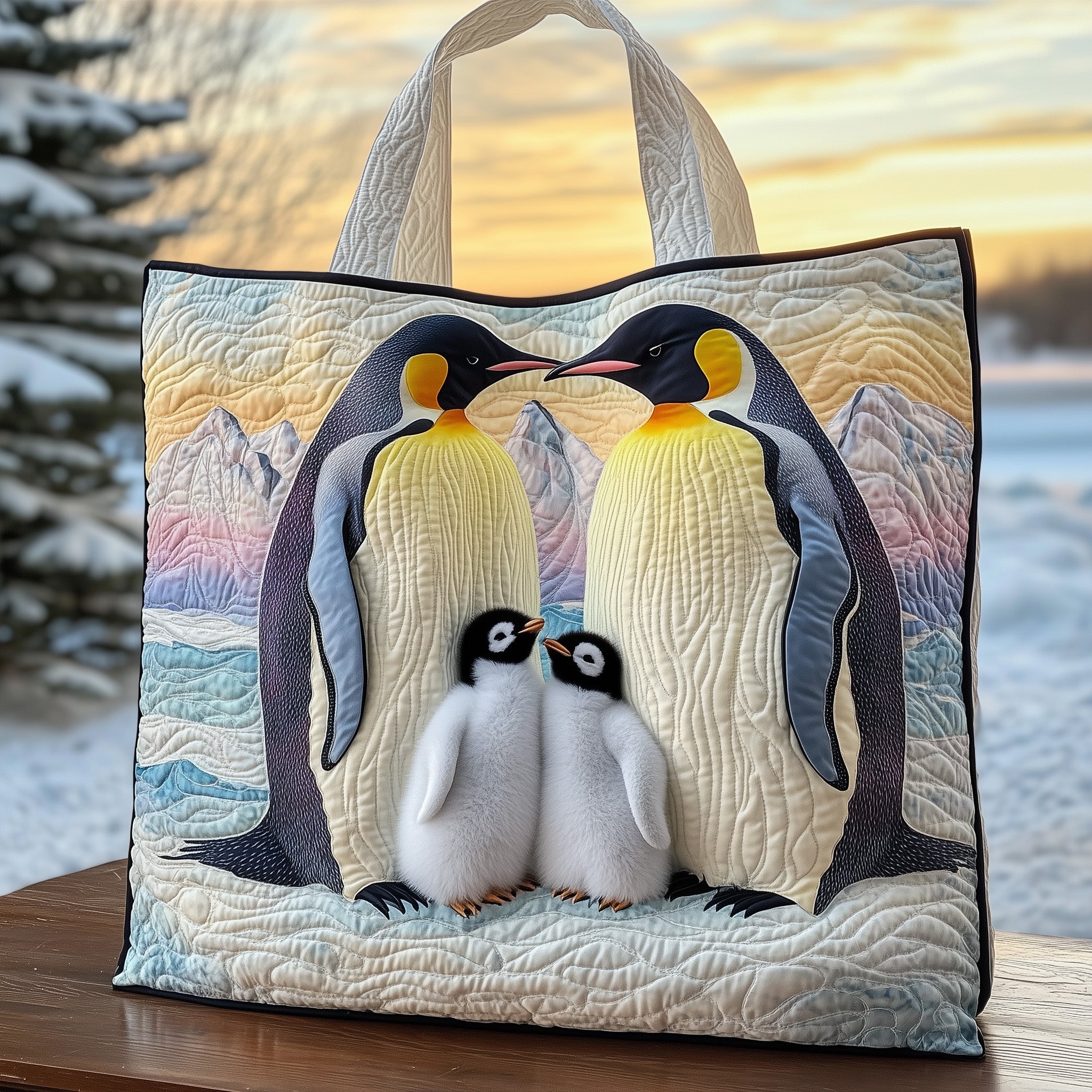 Penguin Family Quilted Tote Bag GFTOHD10361