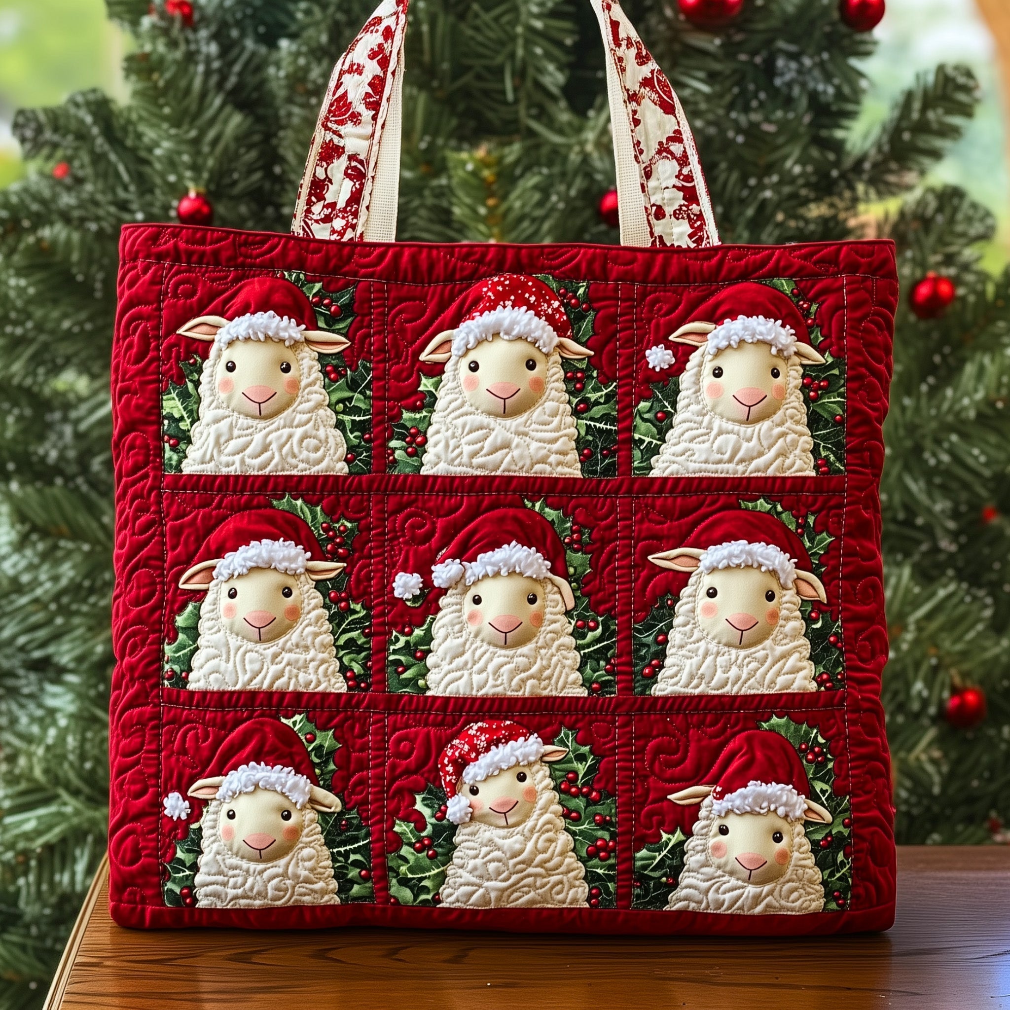 Christmas Sheep Heaven Quilted Tote Bag GFTOHD10371