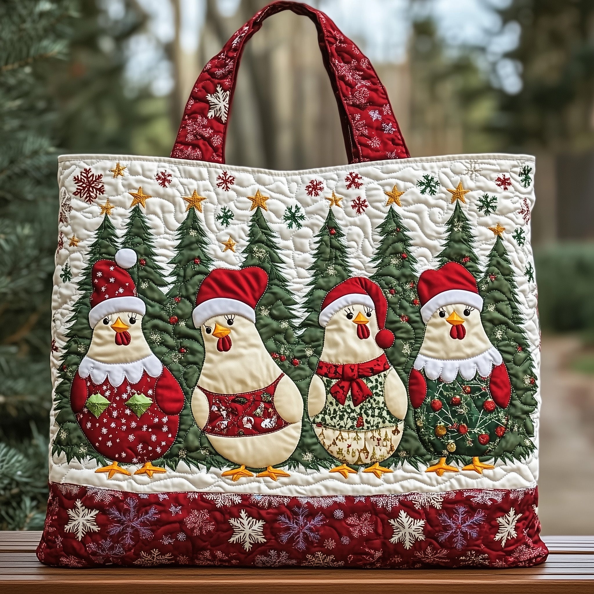Christmas Chicken Crew Quilted Tote Bag GFTOHD10372