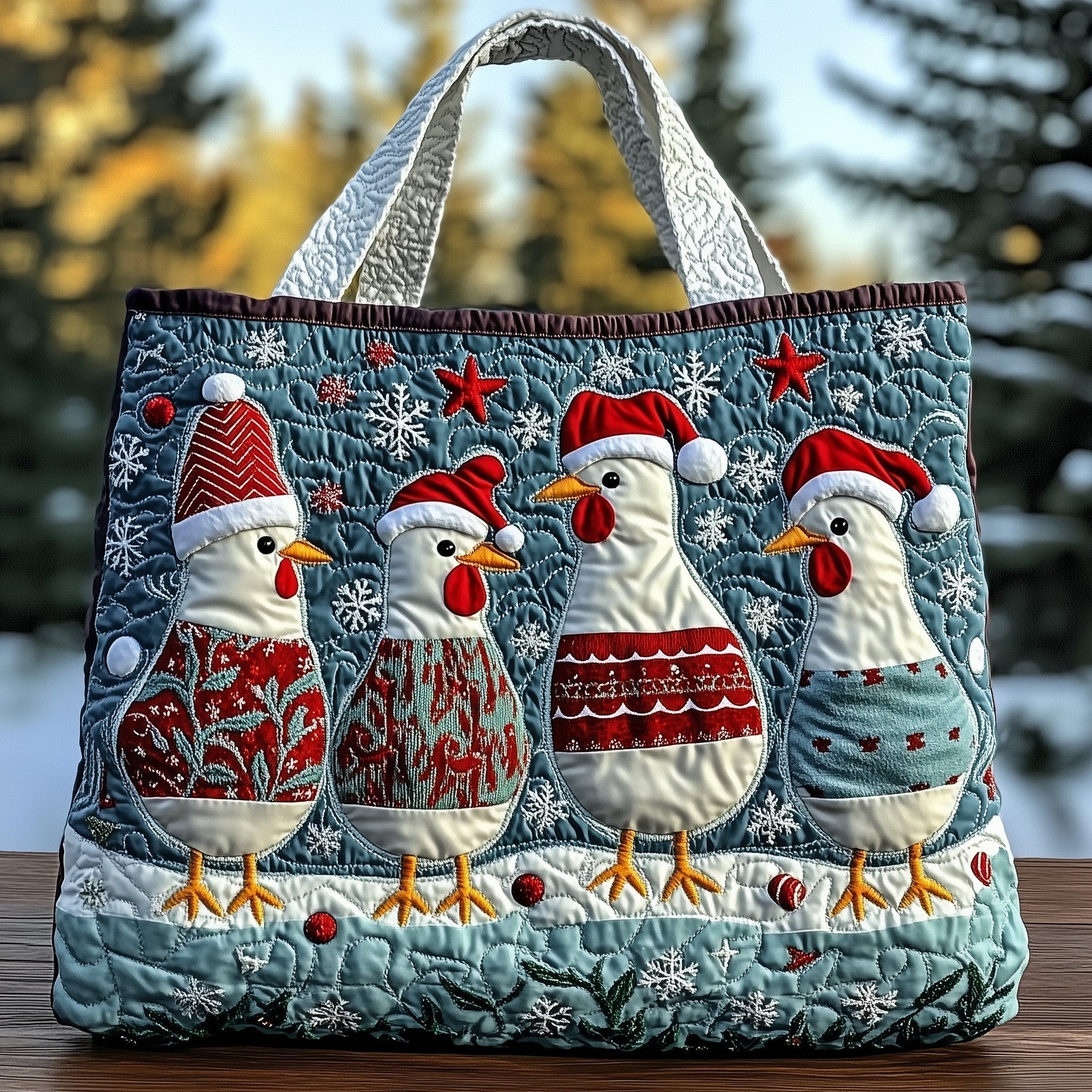 Christmas Chicken Crew Quilted Tote Bag GFTOHD10374