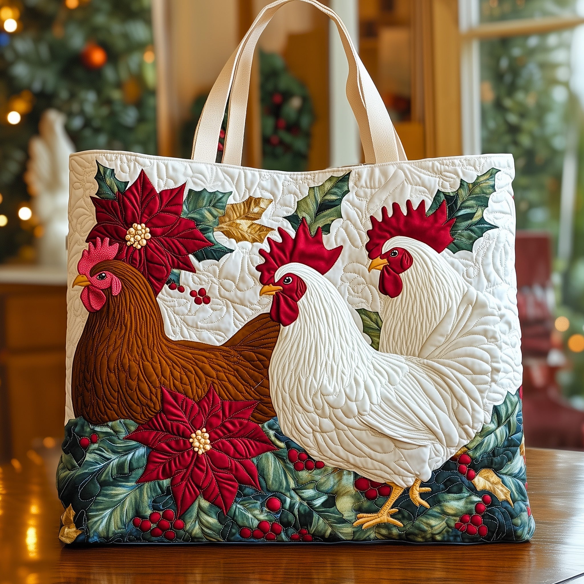 Festive Chicken Quilted Tote Bag GFTOHD10377