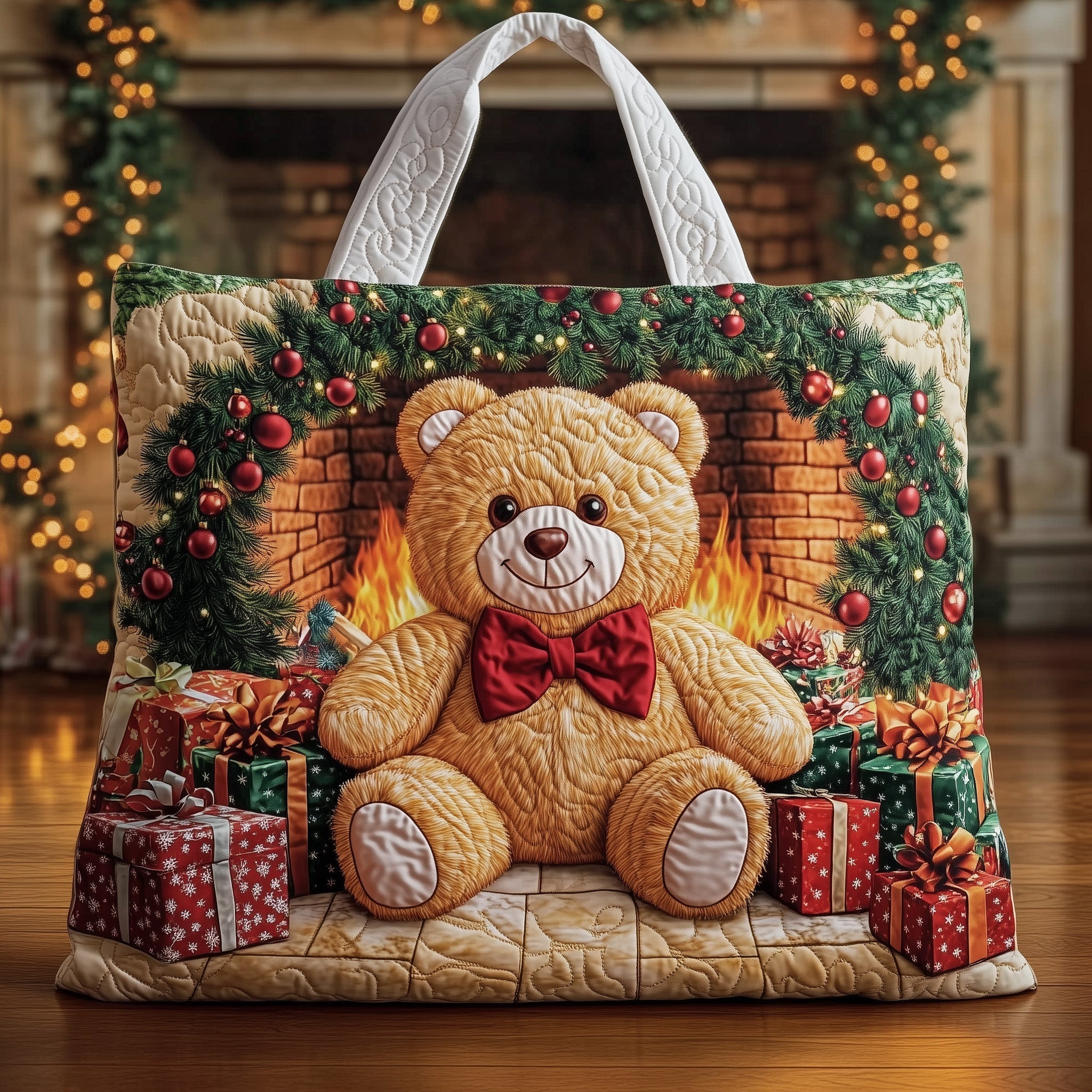 Cozy Fireplace Quilted Tote Bag GFTOHD10418