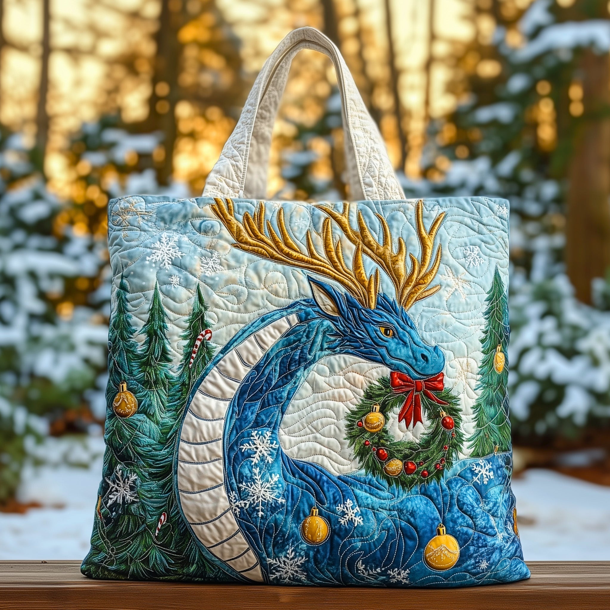 Winter Dragon Quilted Tote Bag GFTOHD10430