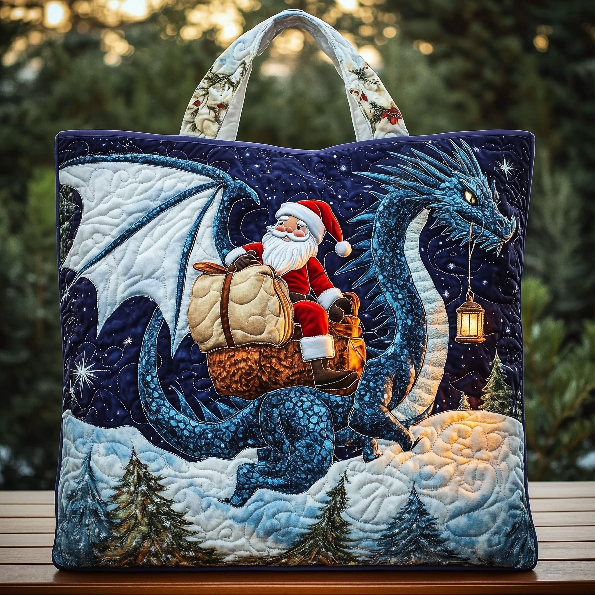Holiday Dragon Ride Quilted Tote Bag GFTOHD10431