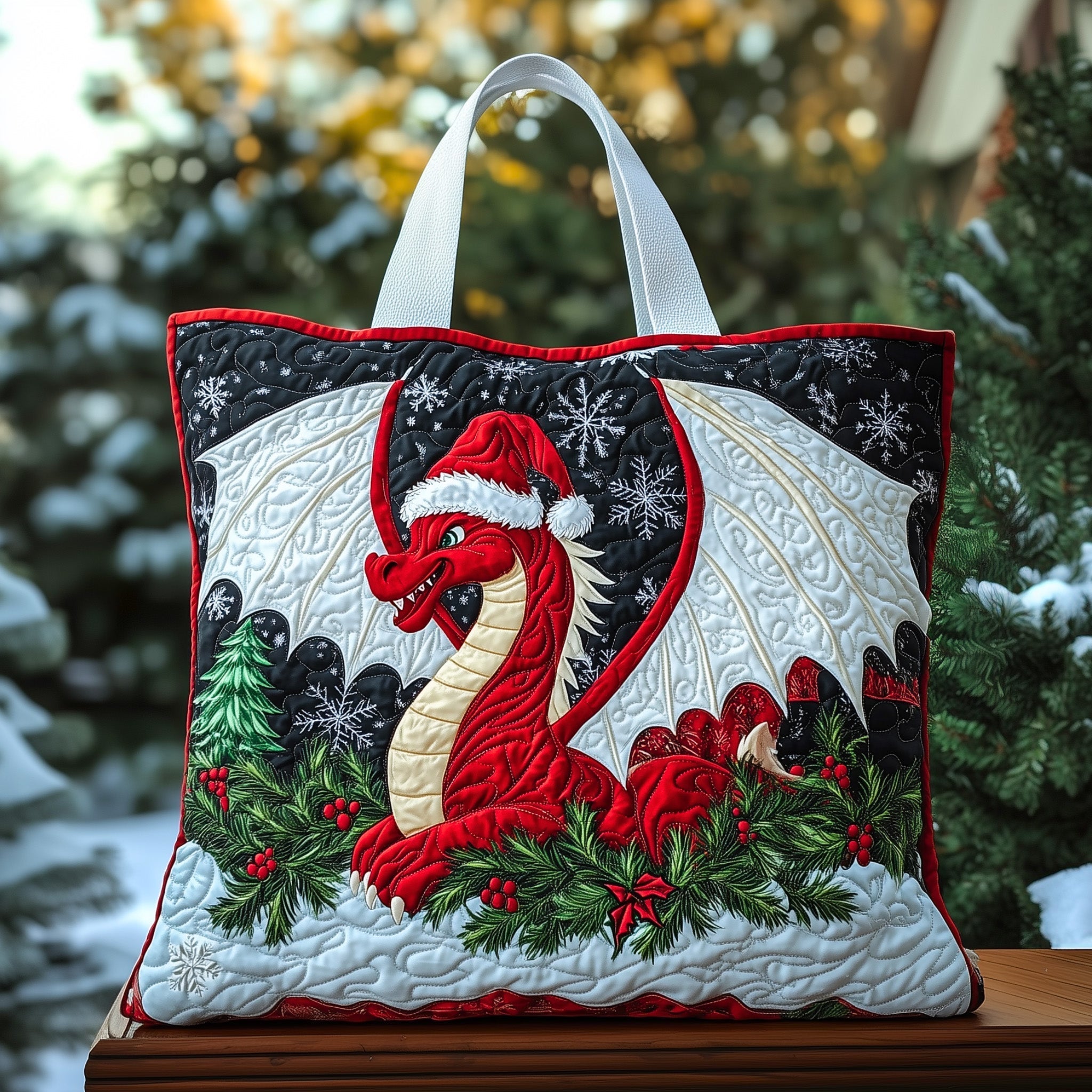 The Christmas Dragon Quilted Tote Bag GFTOHD10435