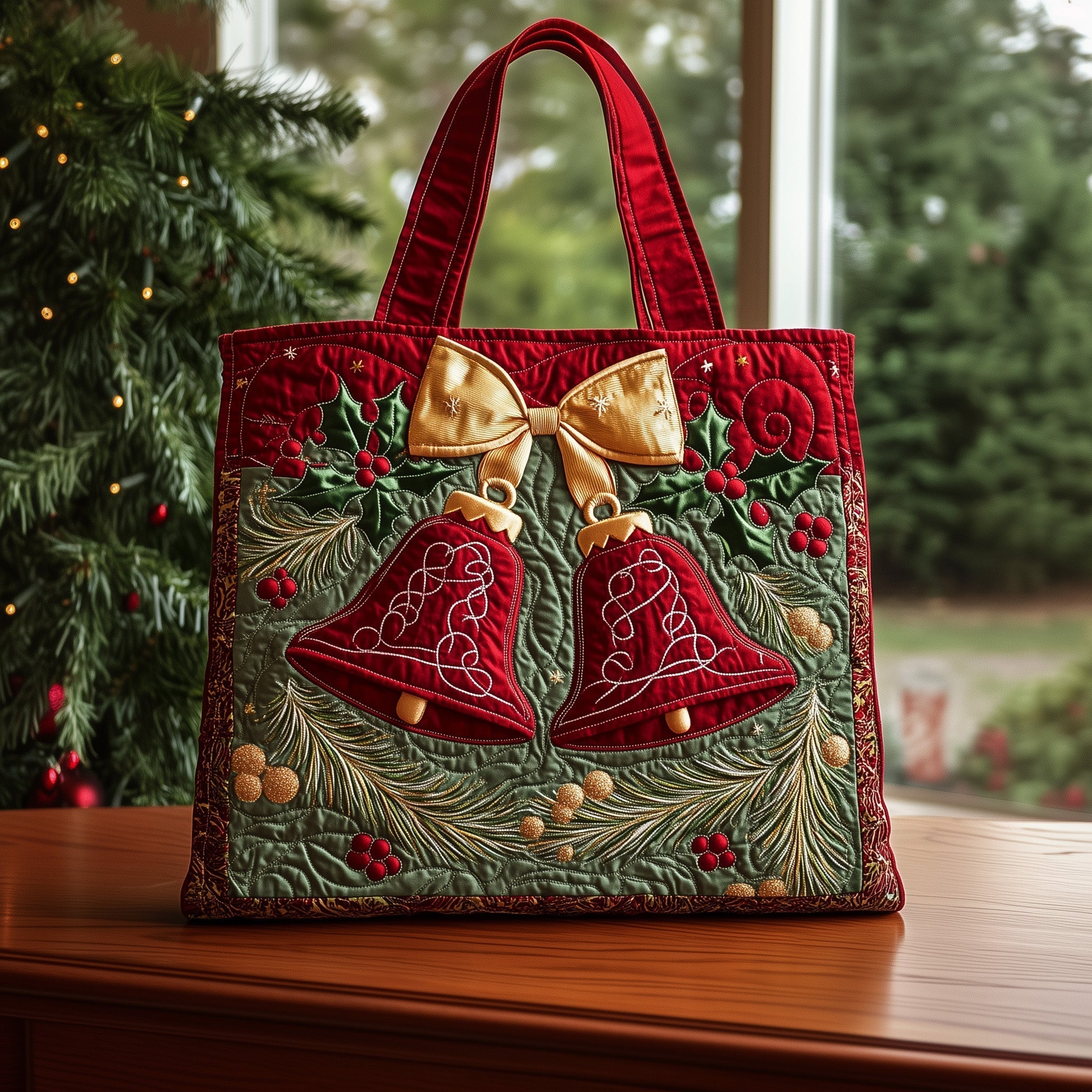 Christmas Bells Quilted Tote Bag GFTOHD10478