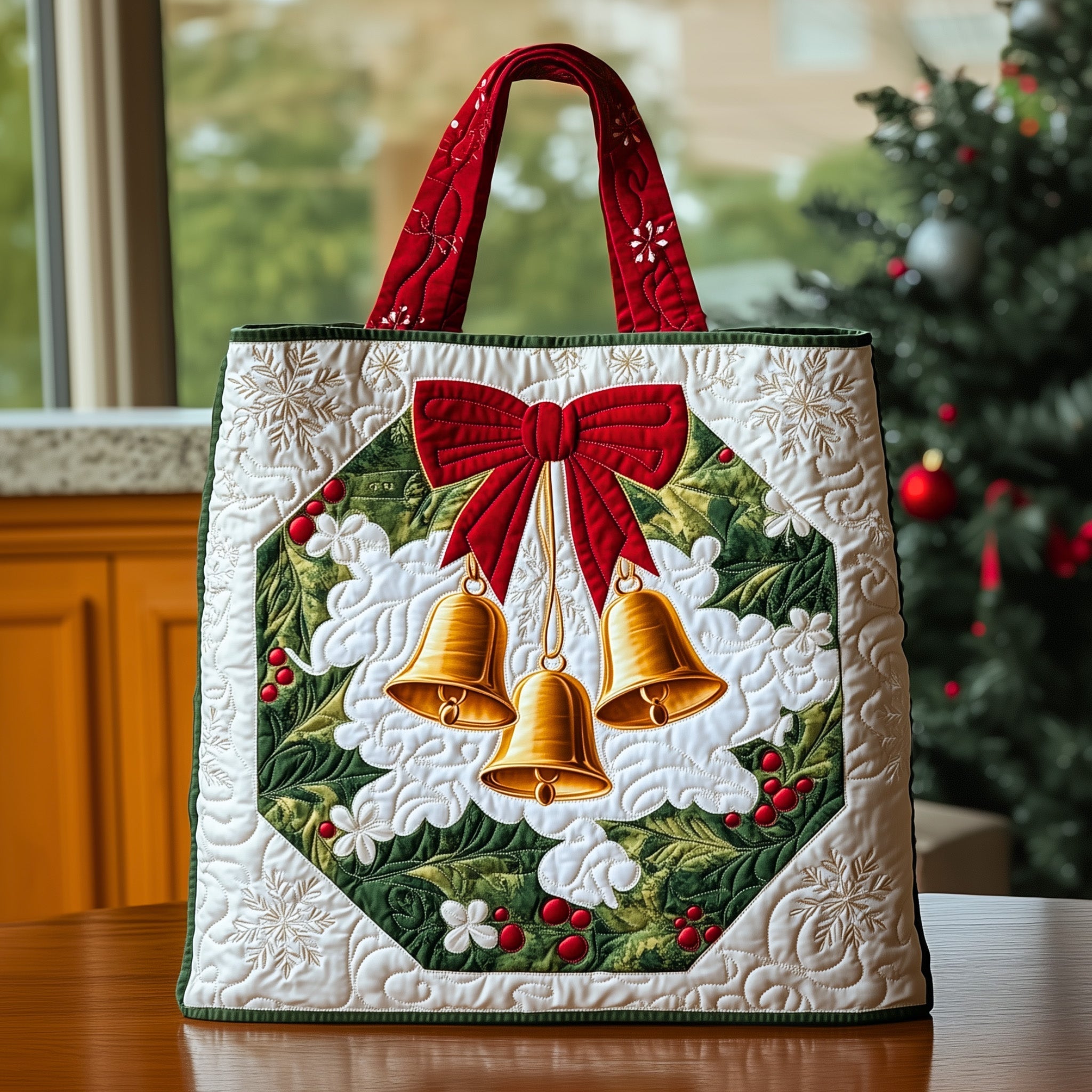 Christmas Bells Quilted Tote Bag GFTOHD10479