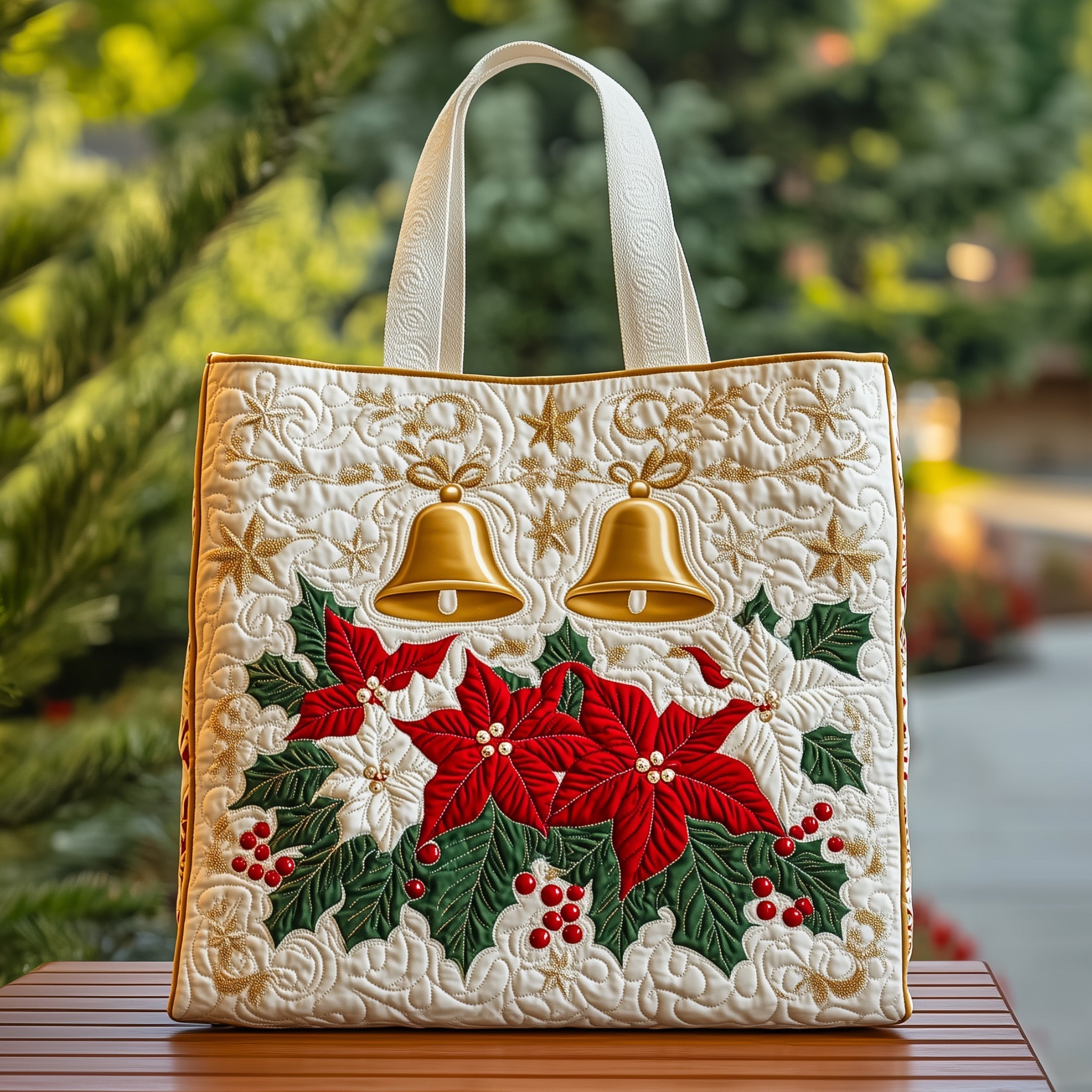 Christmas Bells Quilted Tote Bag GFTOHD10481