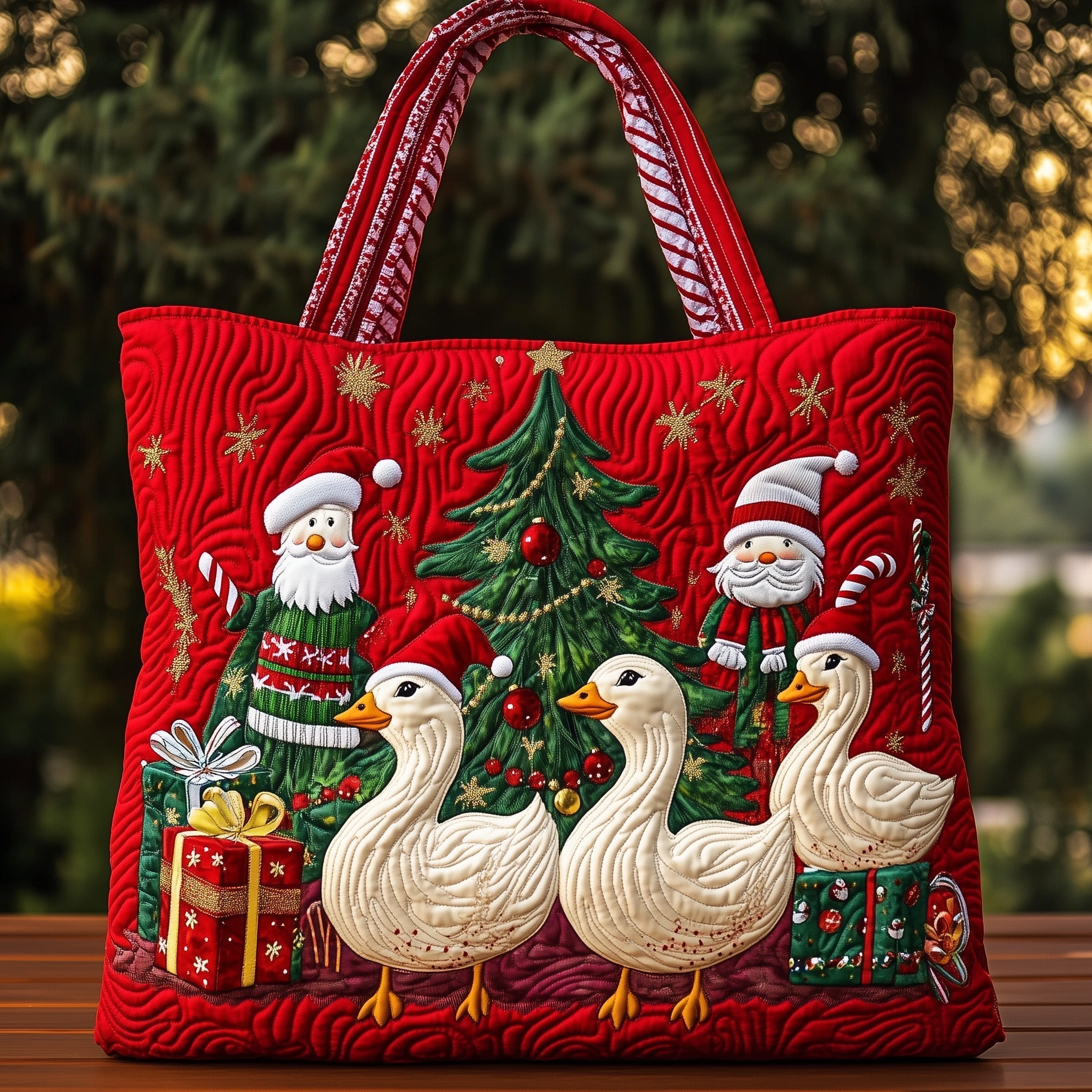 Festive Goose Quilted Tote Bag GFTOHD10505