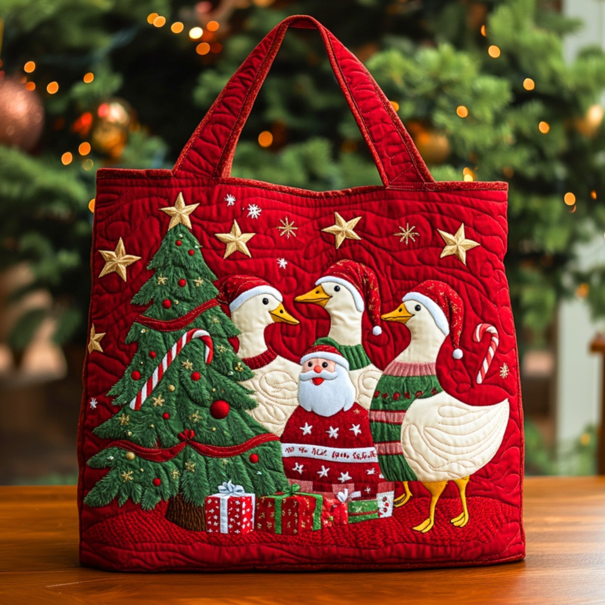 Festive Goose Quilted Tote Bag GFTOHD10506