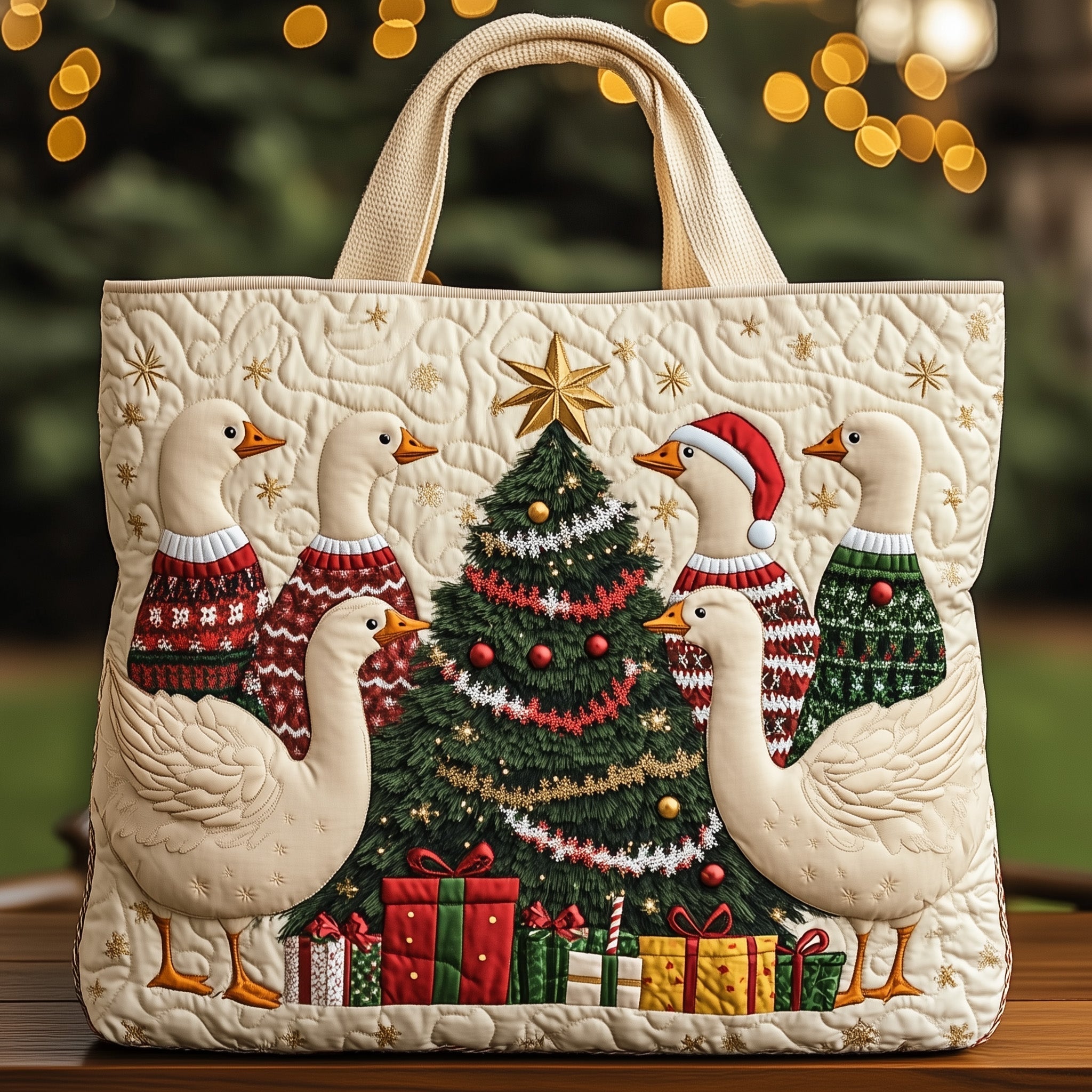 Festive Goose Quilted Tote Bag GFTOHD10507