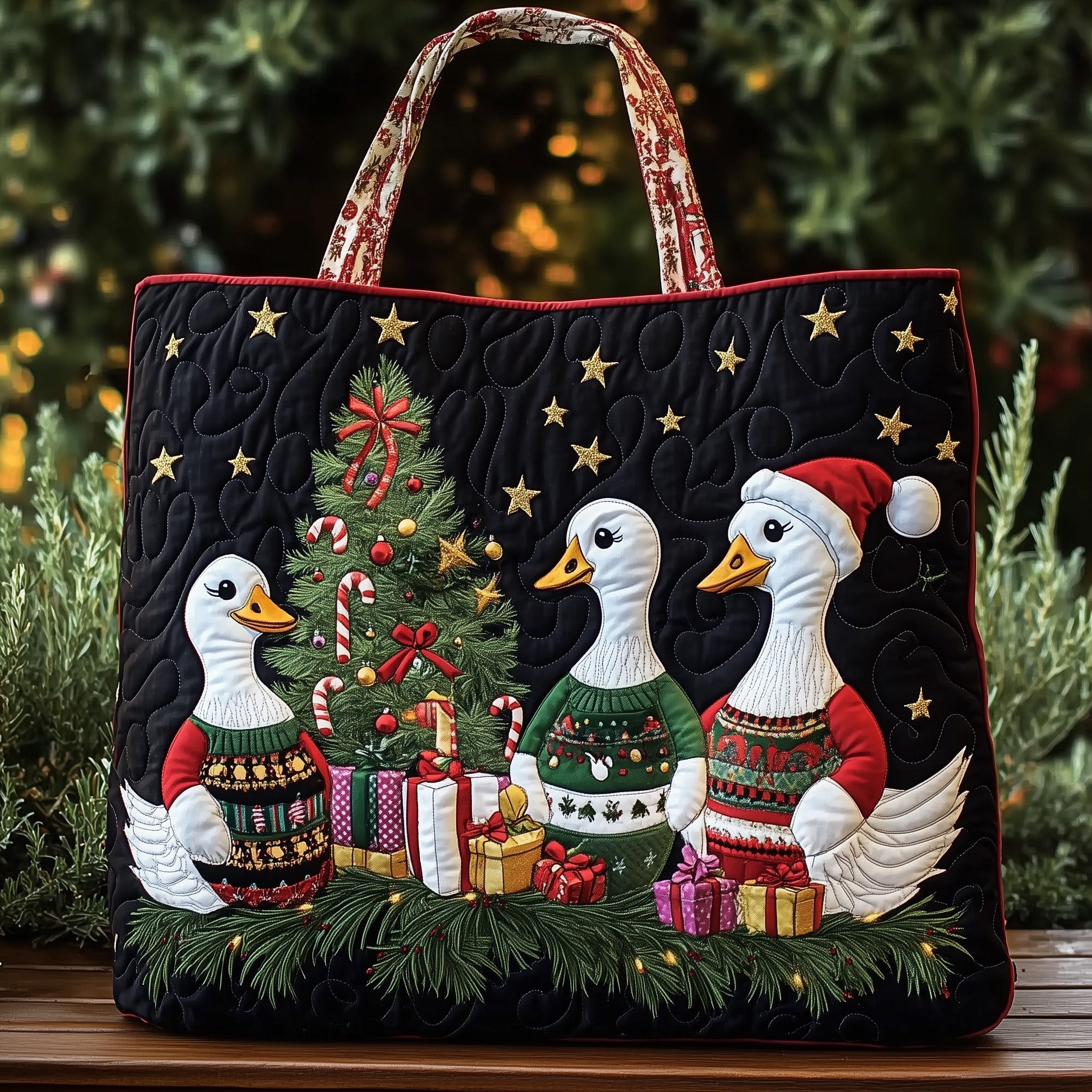 Festive Goose Quilted Tote Bag GFTOHD10508
