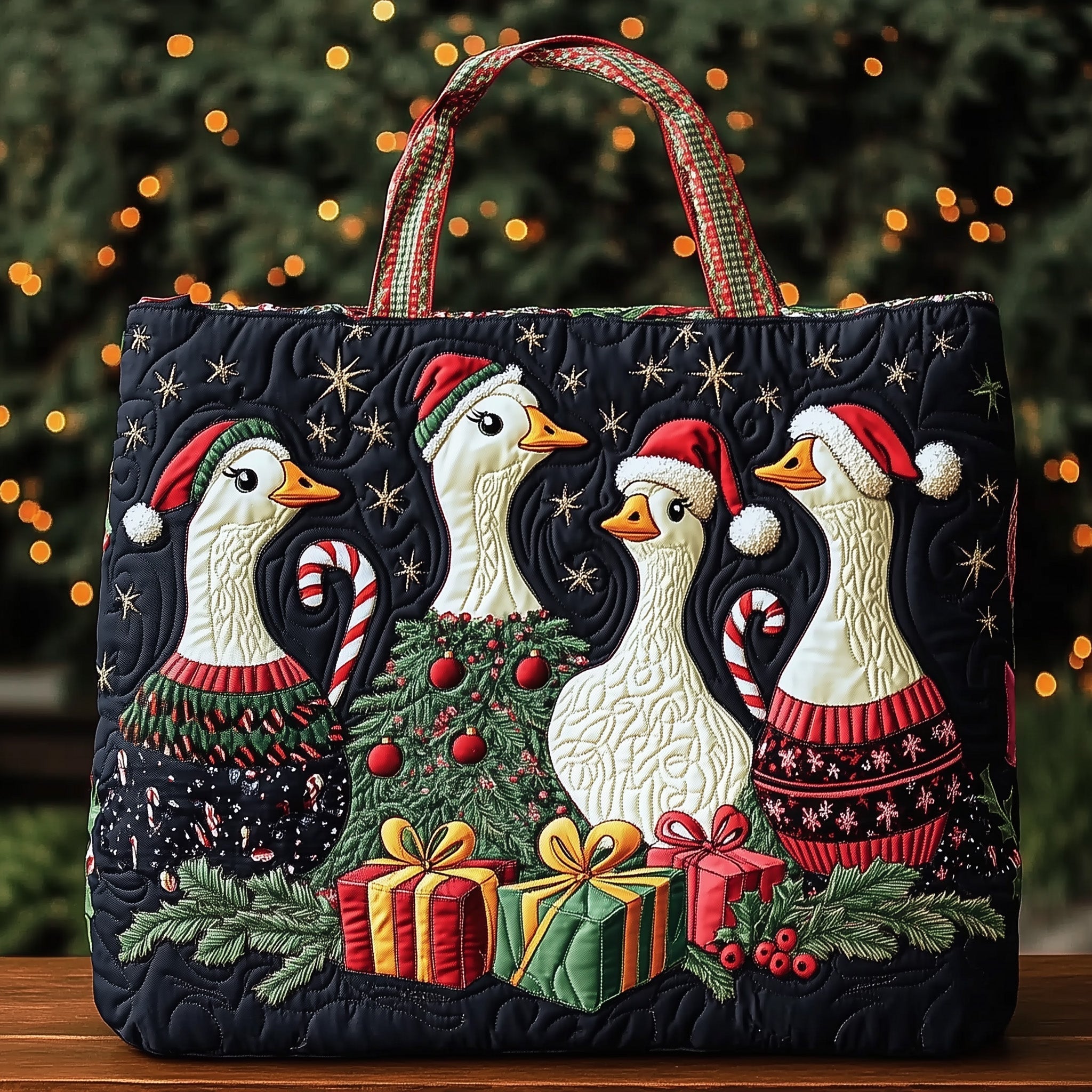 Festive Goose Quilted Tote Bag GFTOHD10509