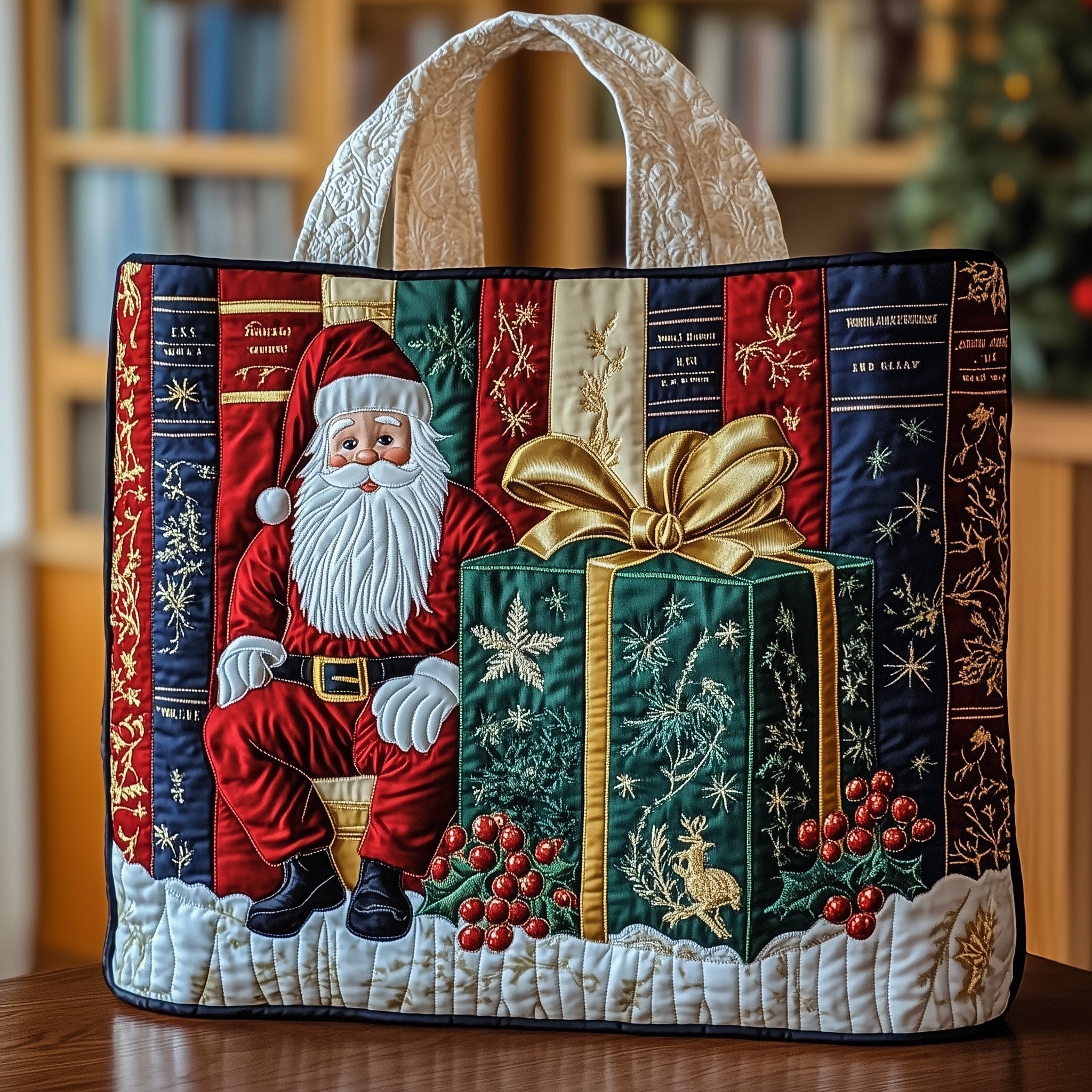 Festive Bookish Quilted Tote Bag GFTOHD10536